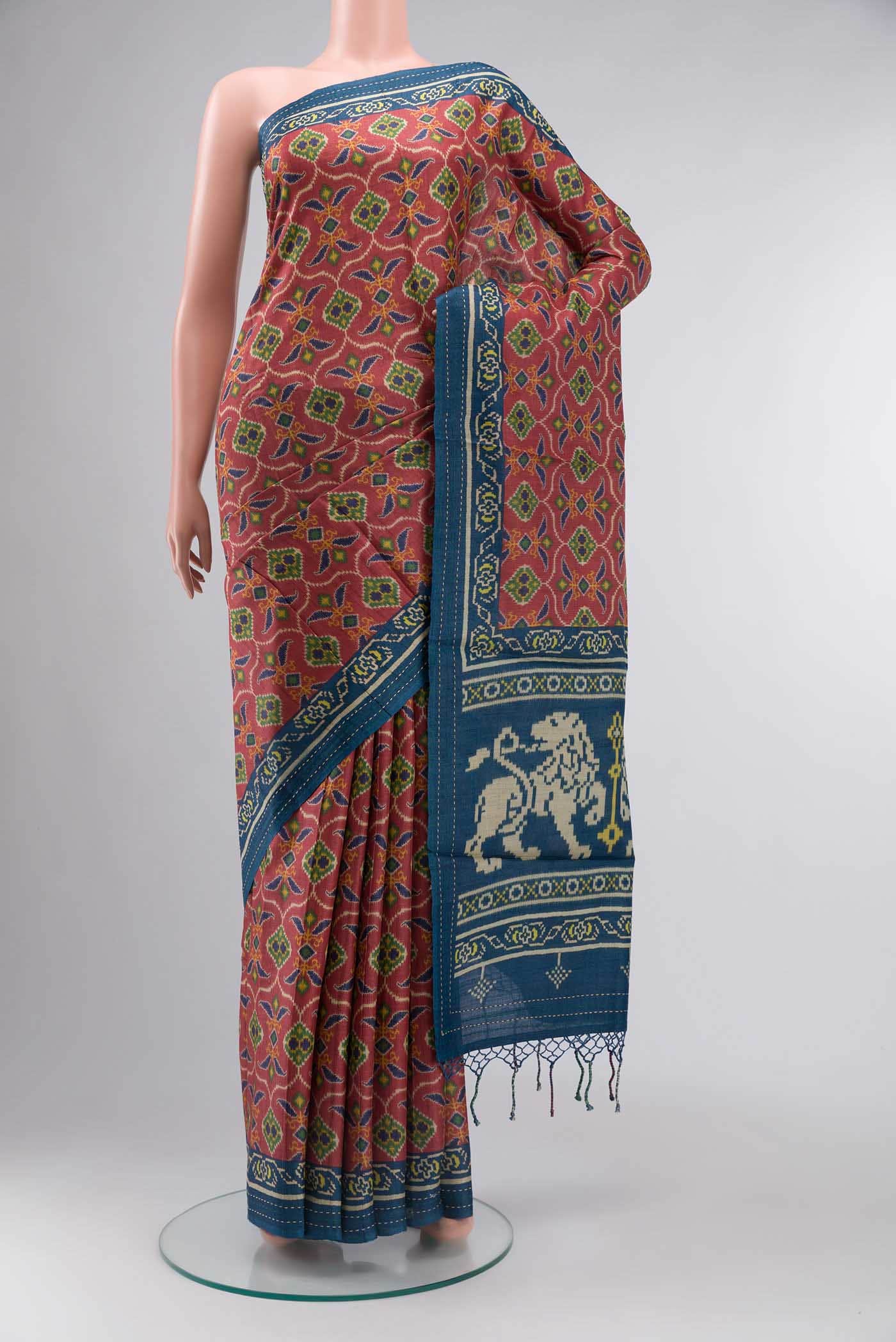 Maroon Tussar Silk Saree
