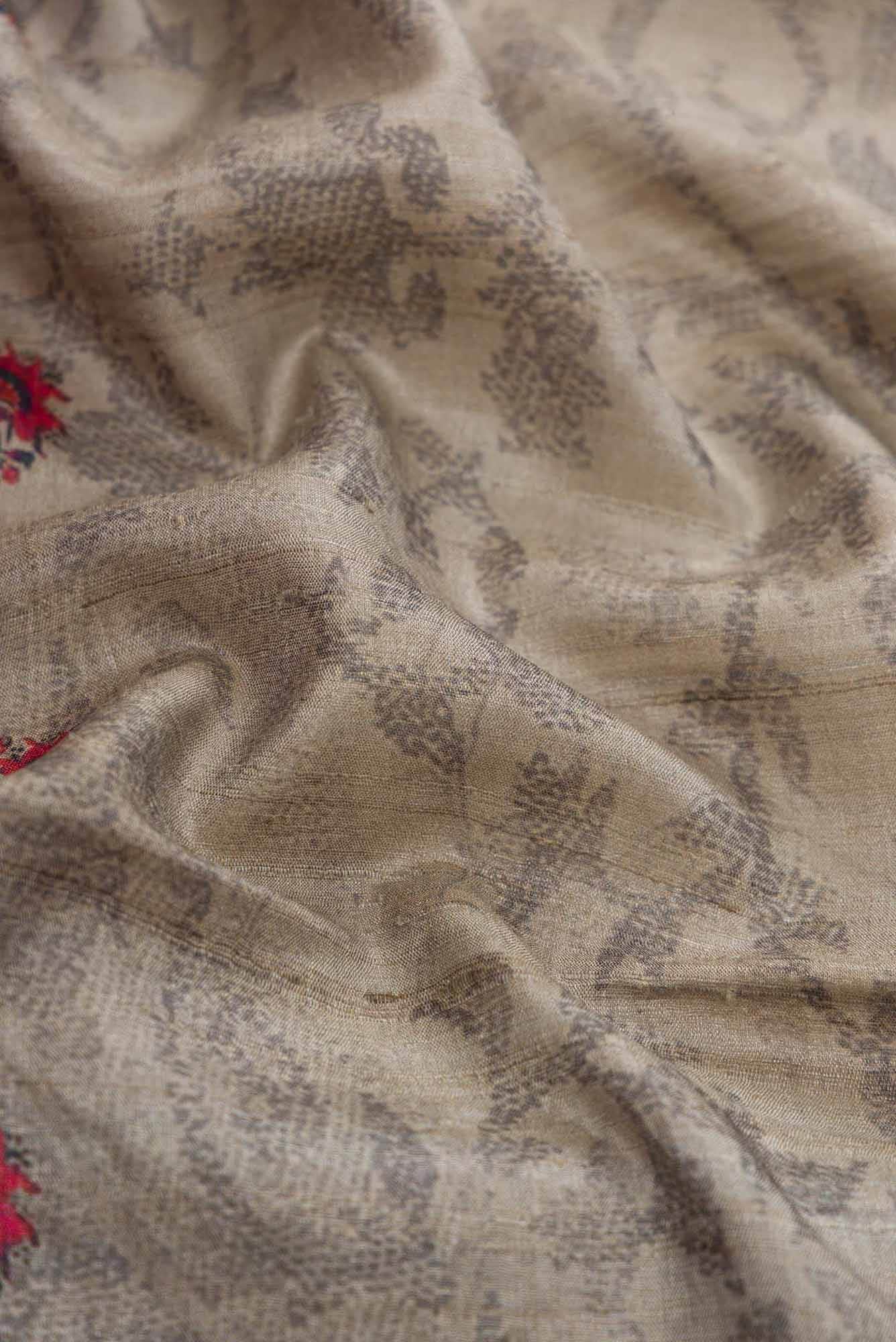 Grey Dual Tone Tussar Silk Saree