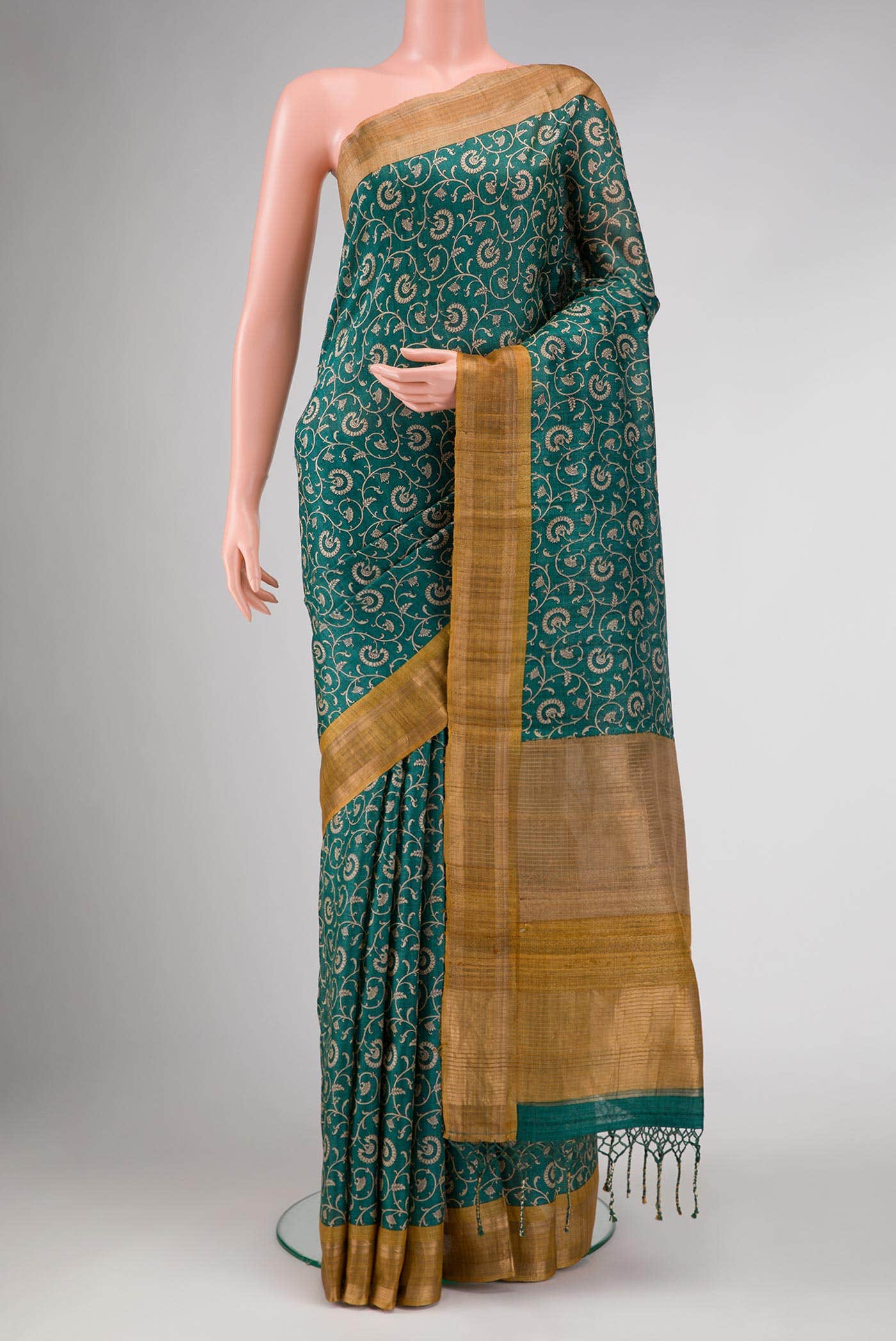 Green Dual Tone Tussar Silk Saree
