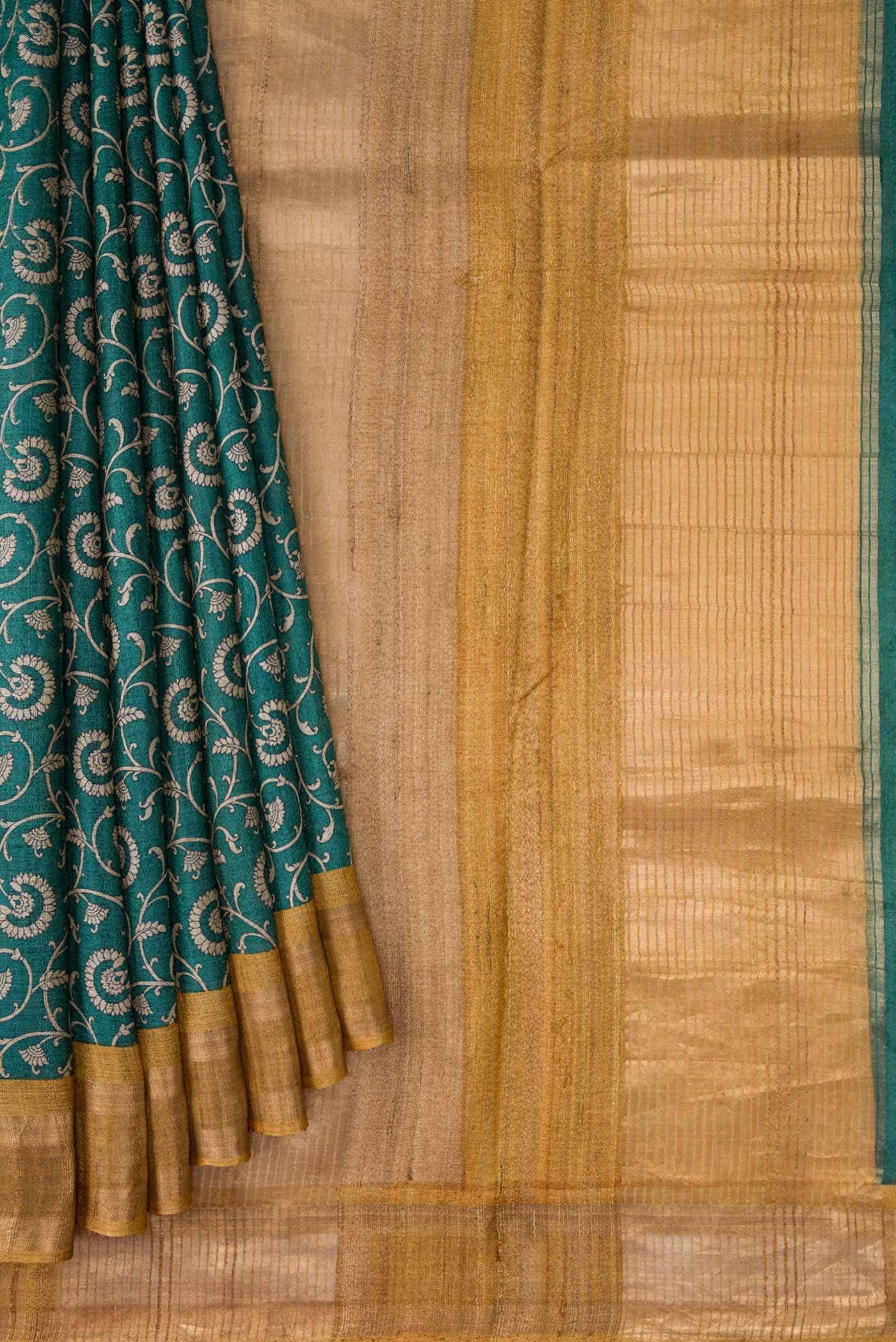 Green Dual Tone Tussar Silk Saree