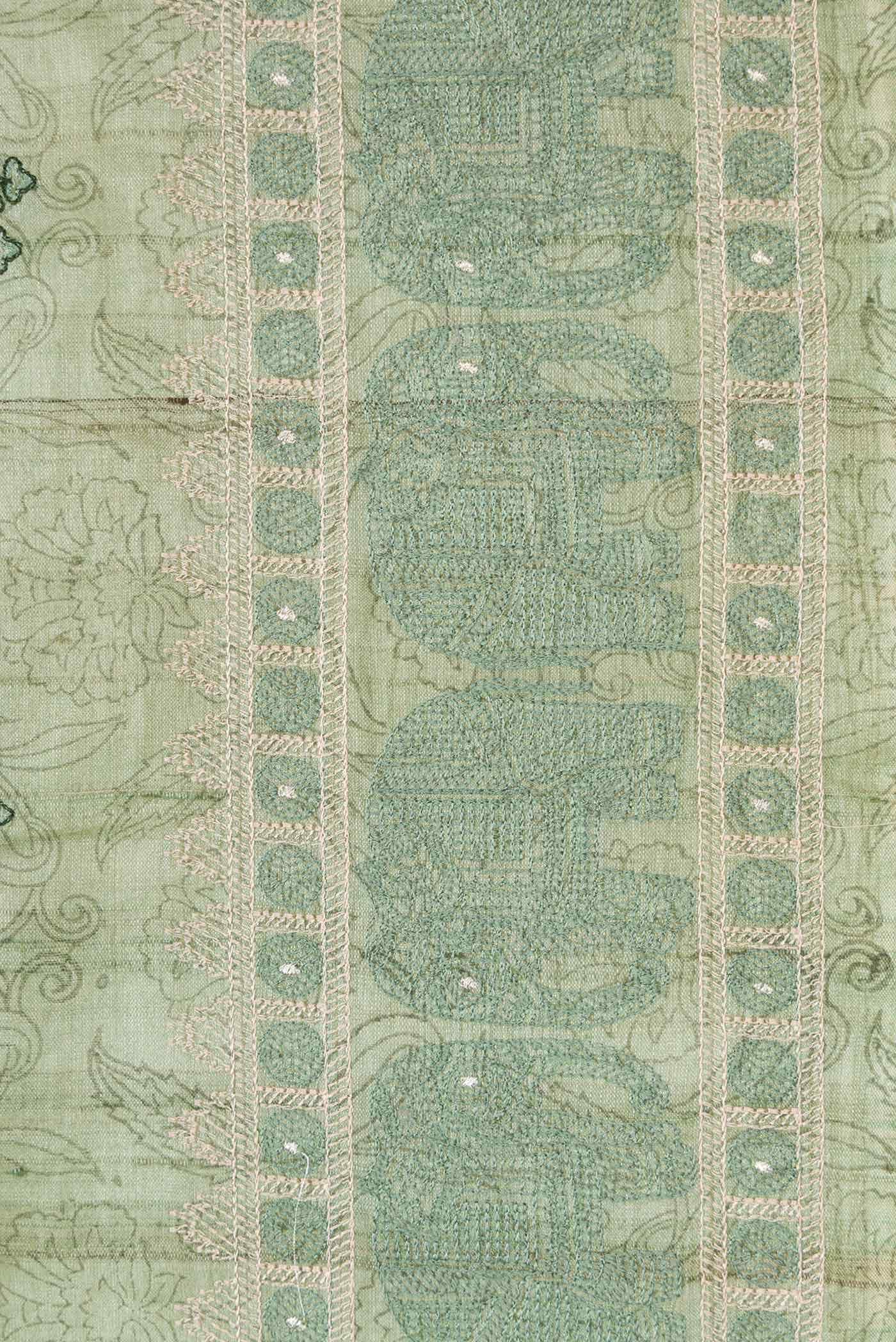 Light Green Tussar Silk Saree