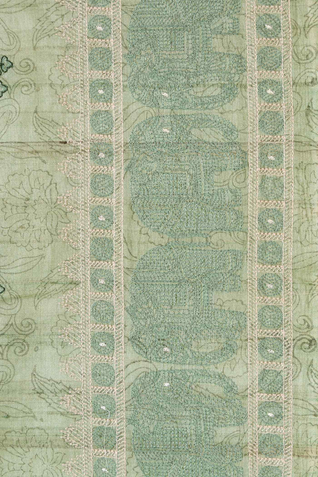 Light Green Tussar Silk Saree