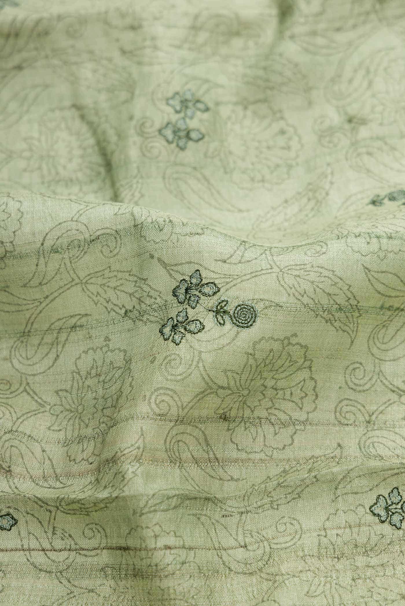 Light Green Tussar Silk Saree