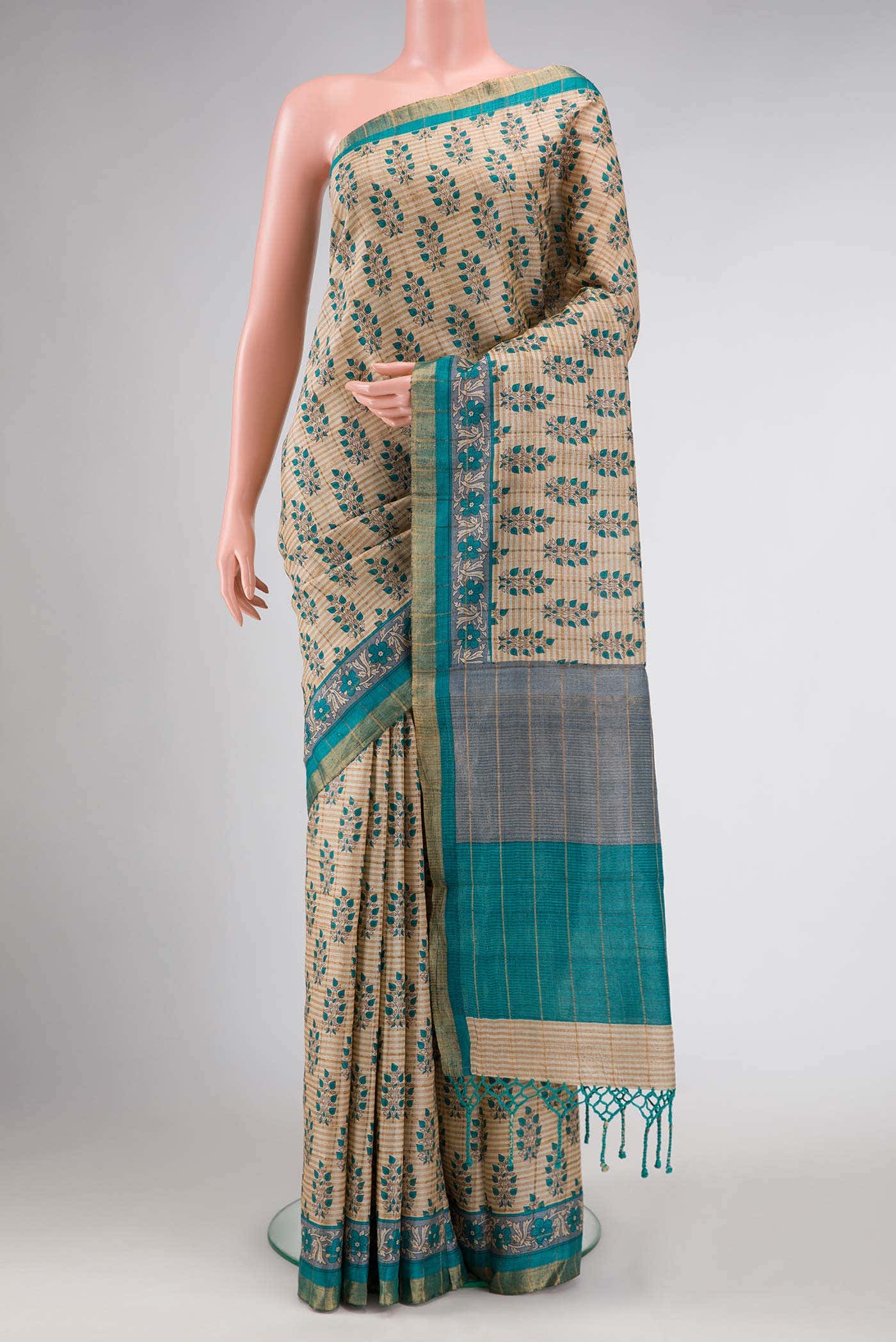 Sandal Tussar Silk Saree