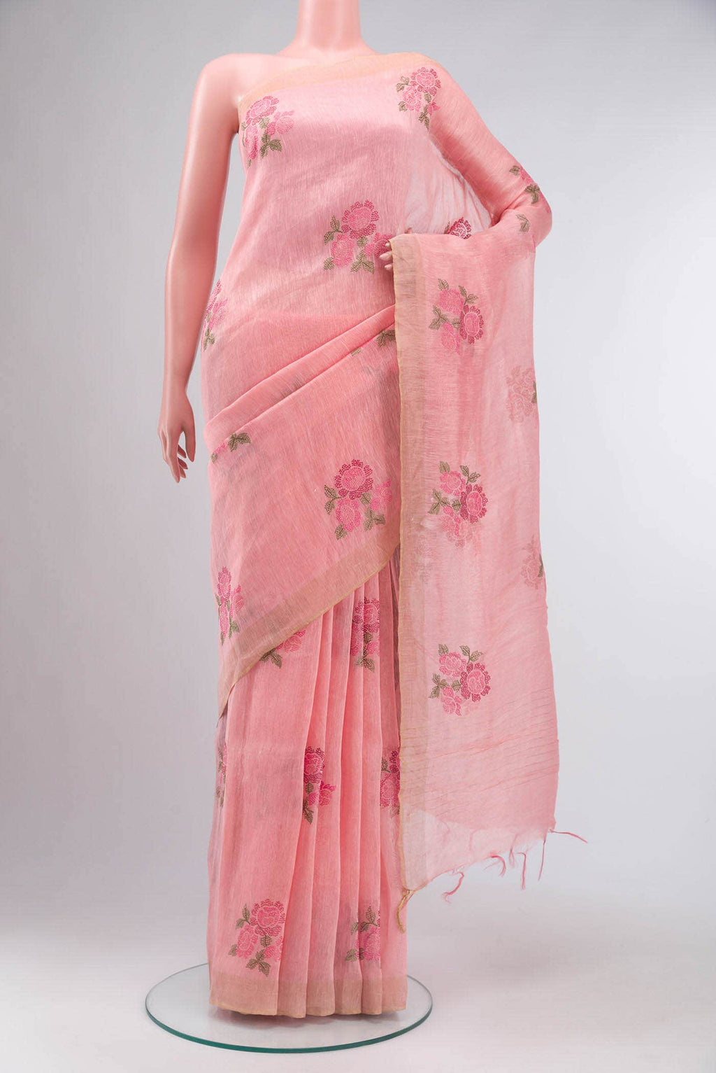 Coral Linen Saree