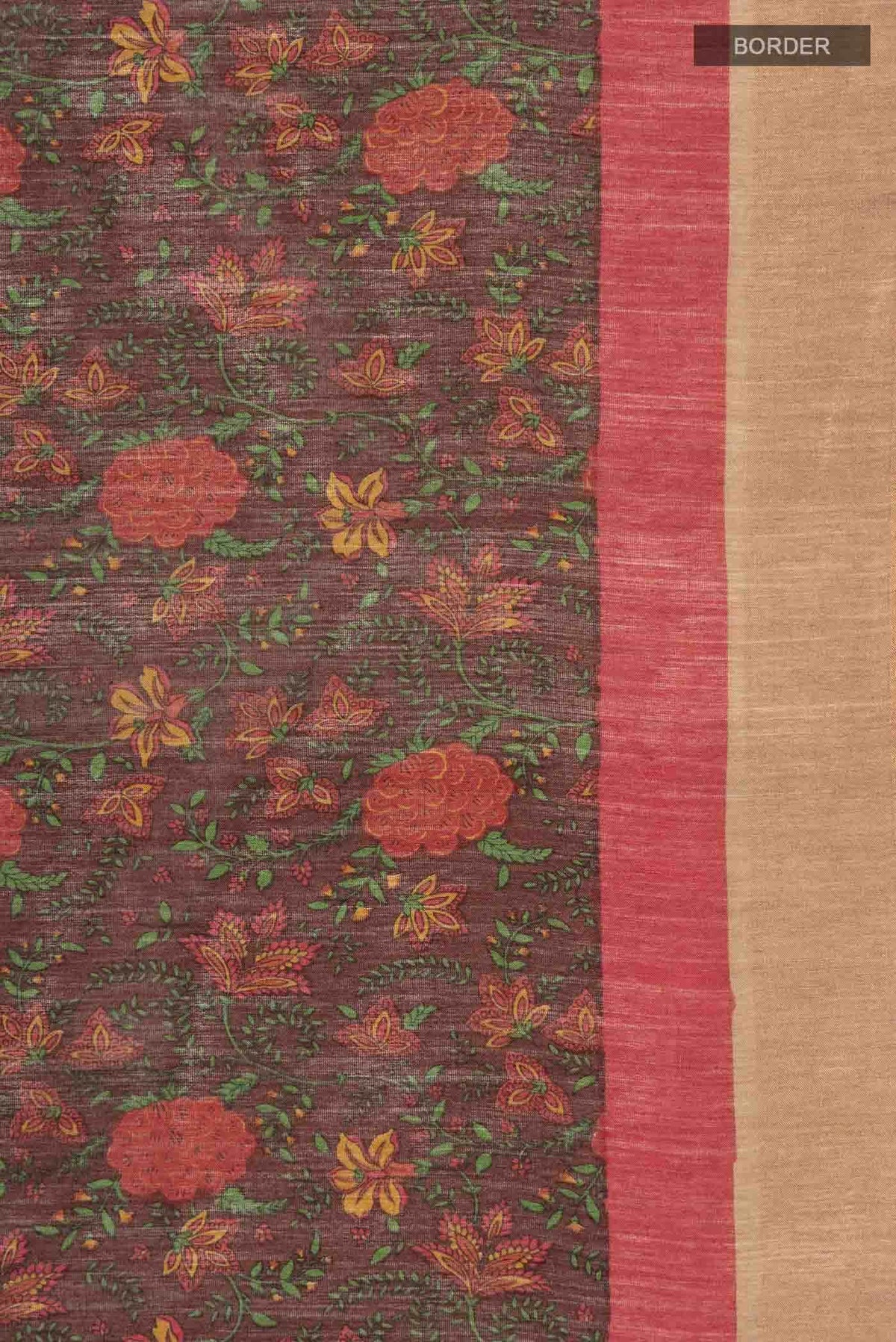 Brown Tussar Silk Saree