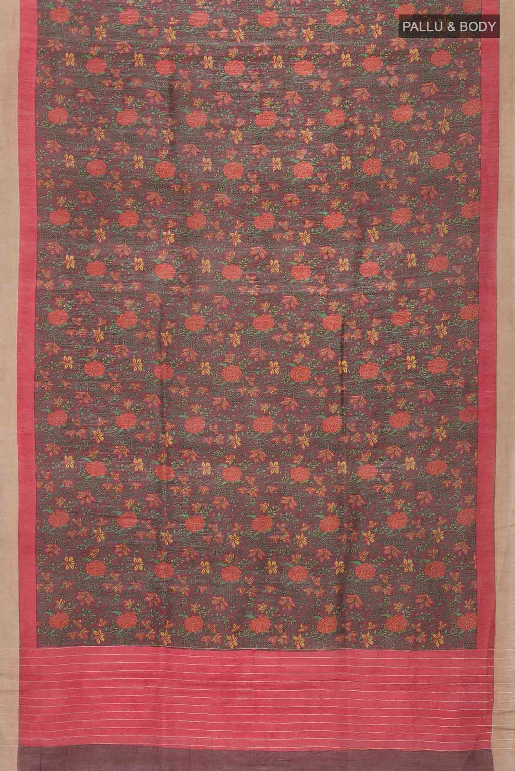 Brown Tussar Silk Saree