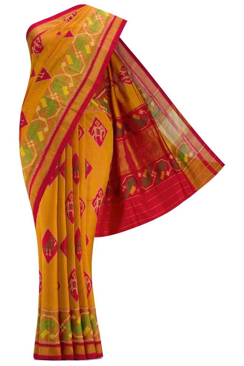 Mustard Dual Tone Rajkot Patola Silk Saree
