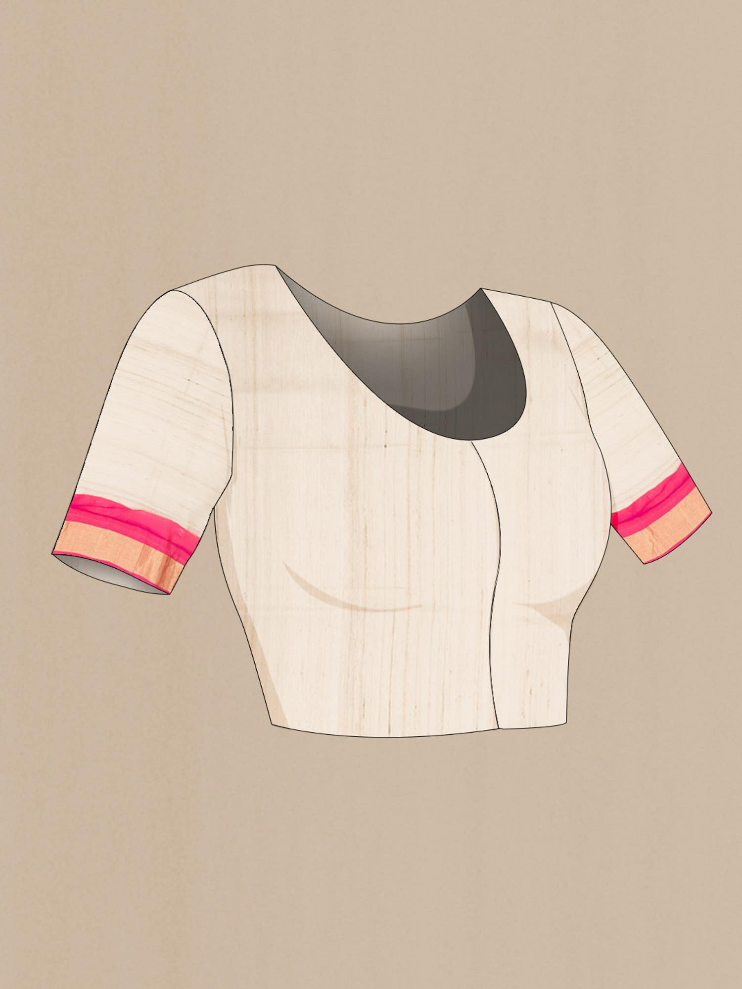 Beige Tussar Silk Saree