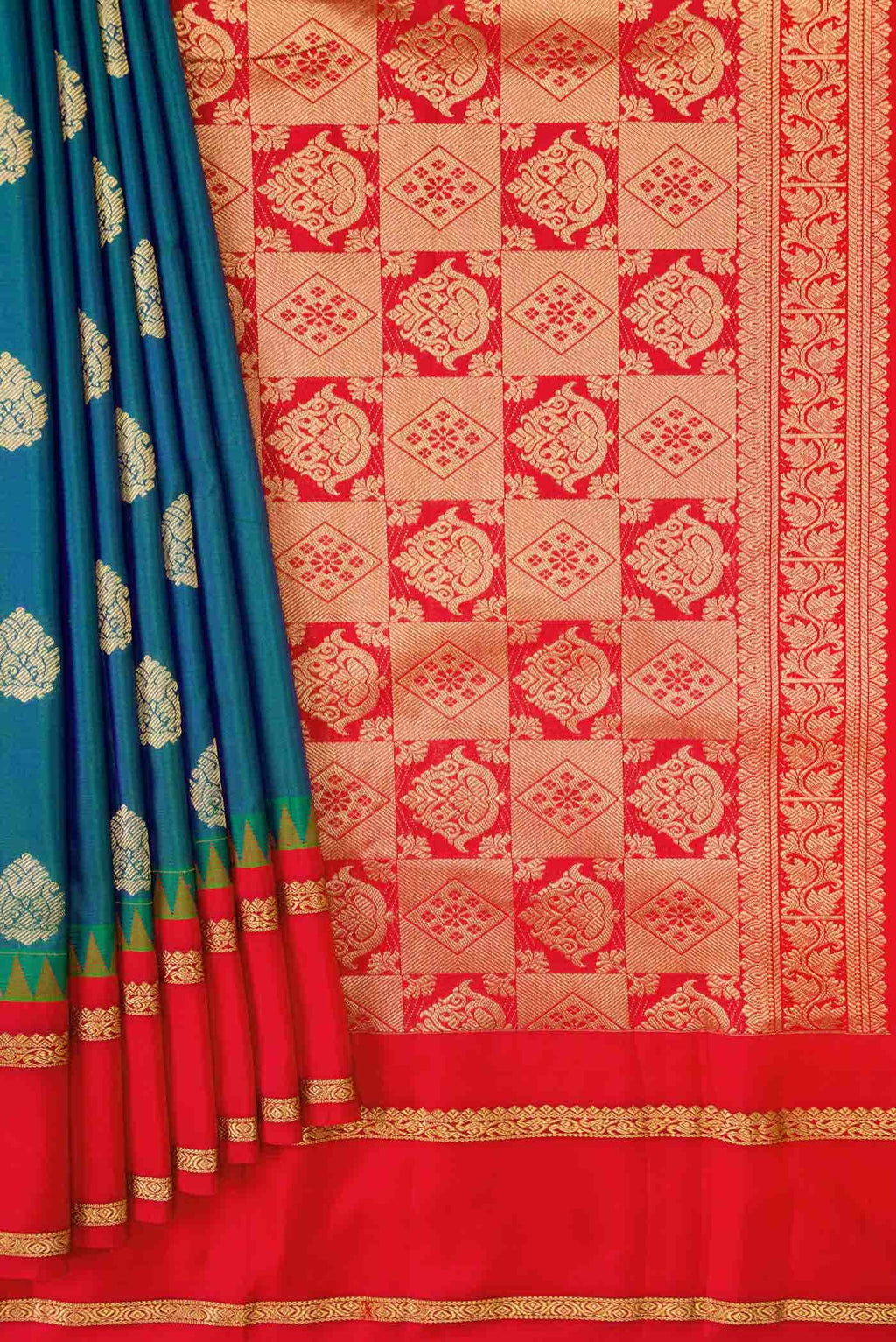 Green Dual Tone Kanchipuram Silk Saree