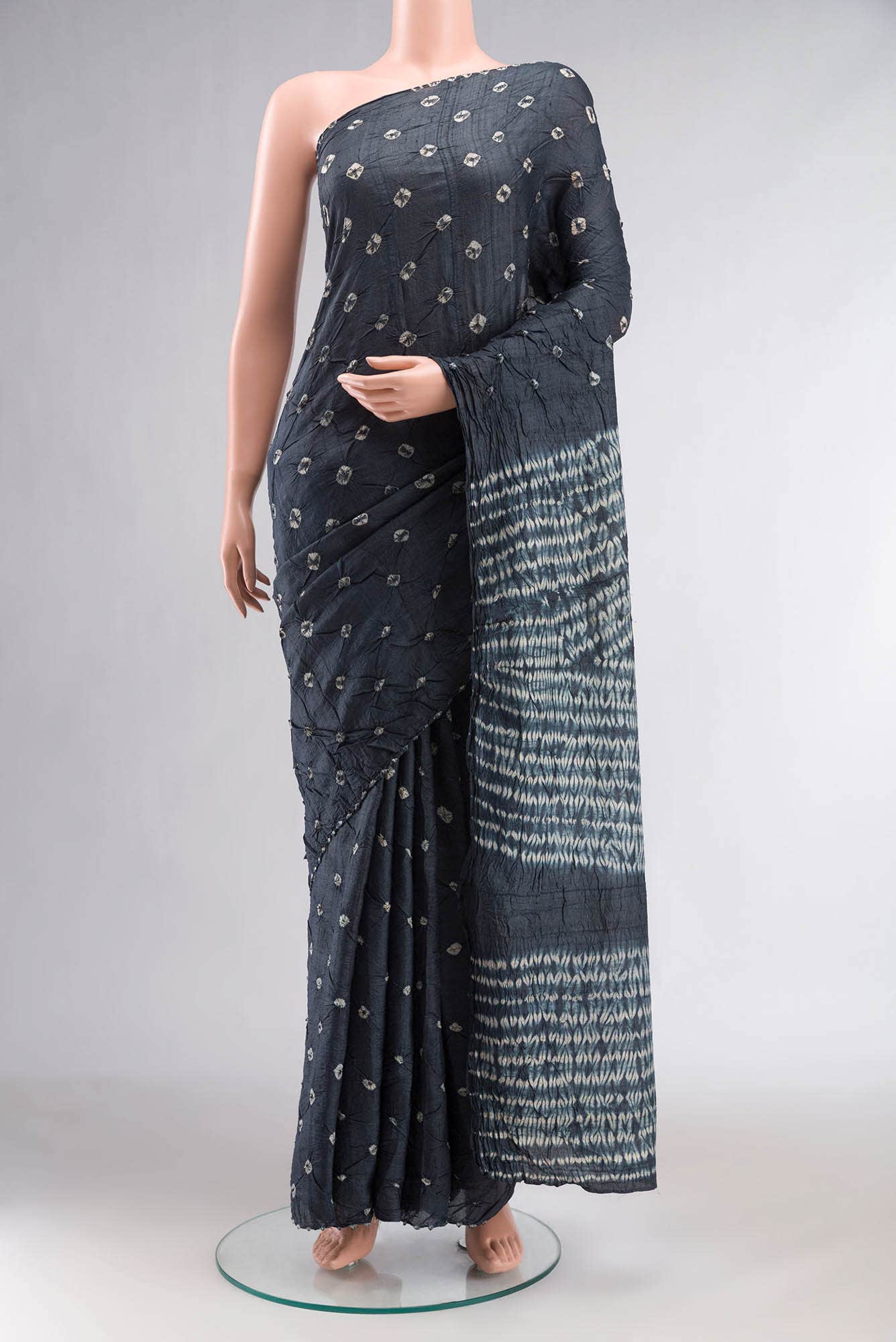 Grey Tussar Silk Saree