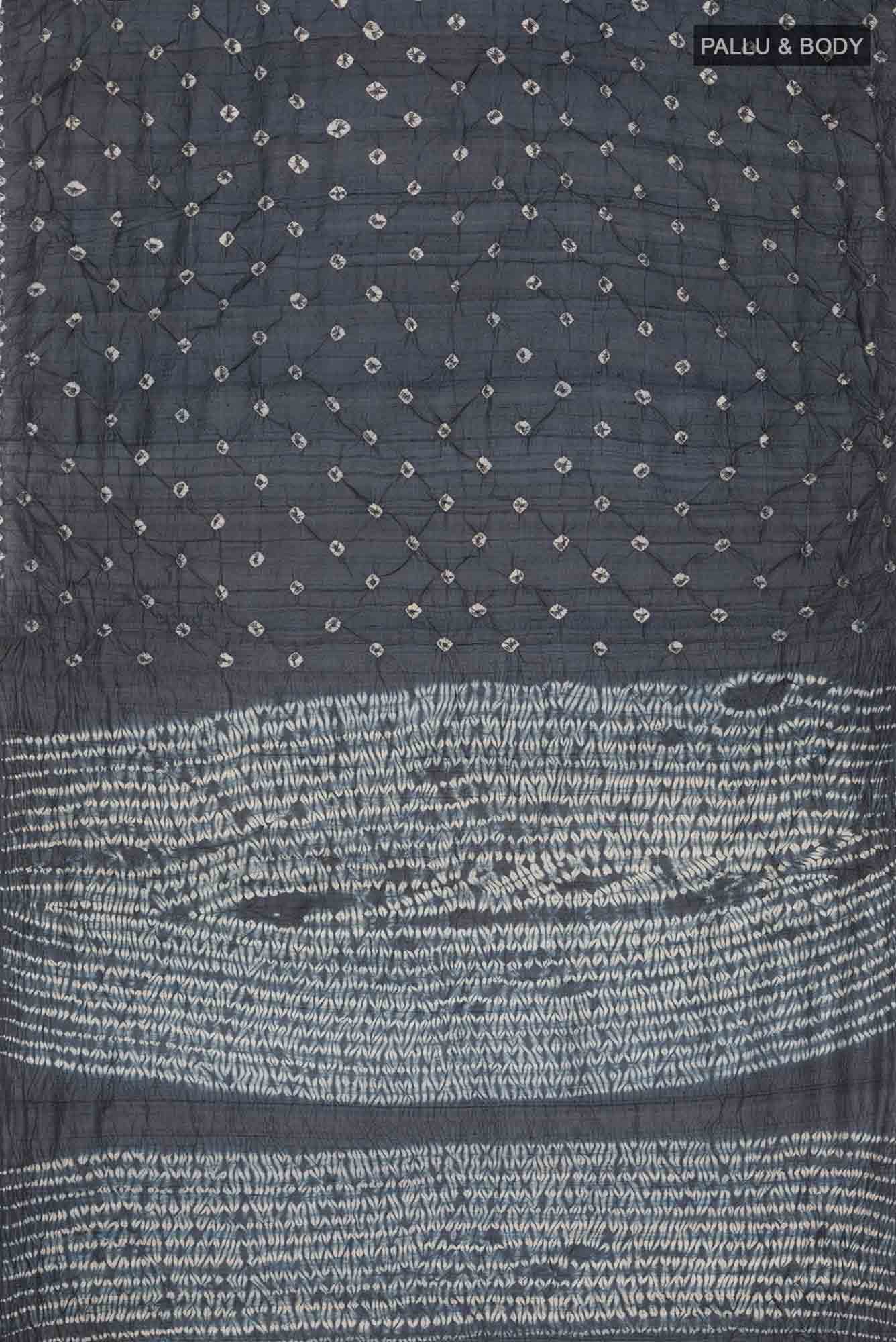 Grey Tussar Silk Saree