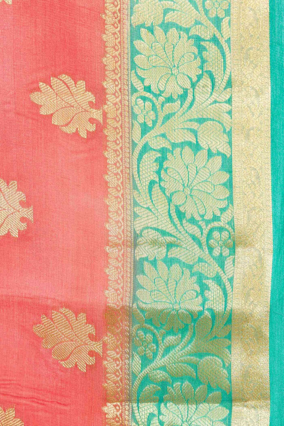 Peach Dual Tone Tussar Silk Saree