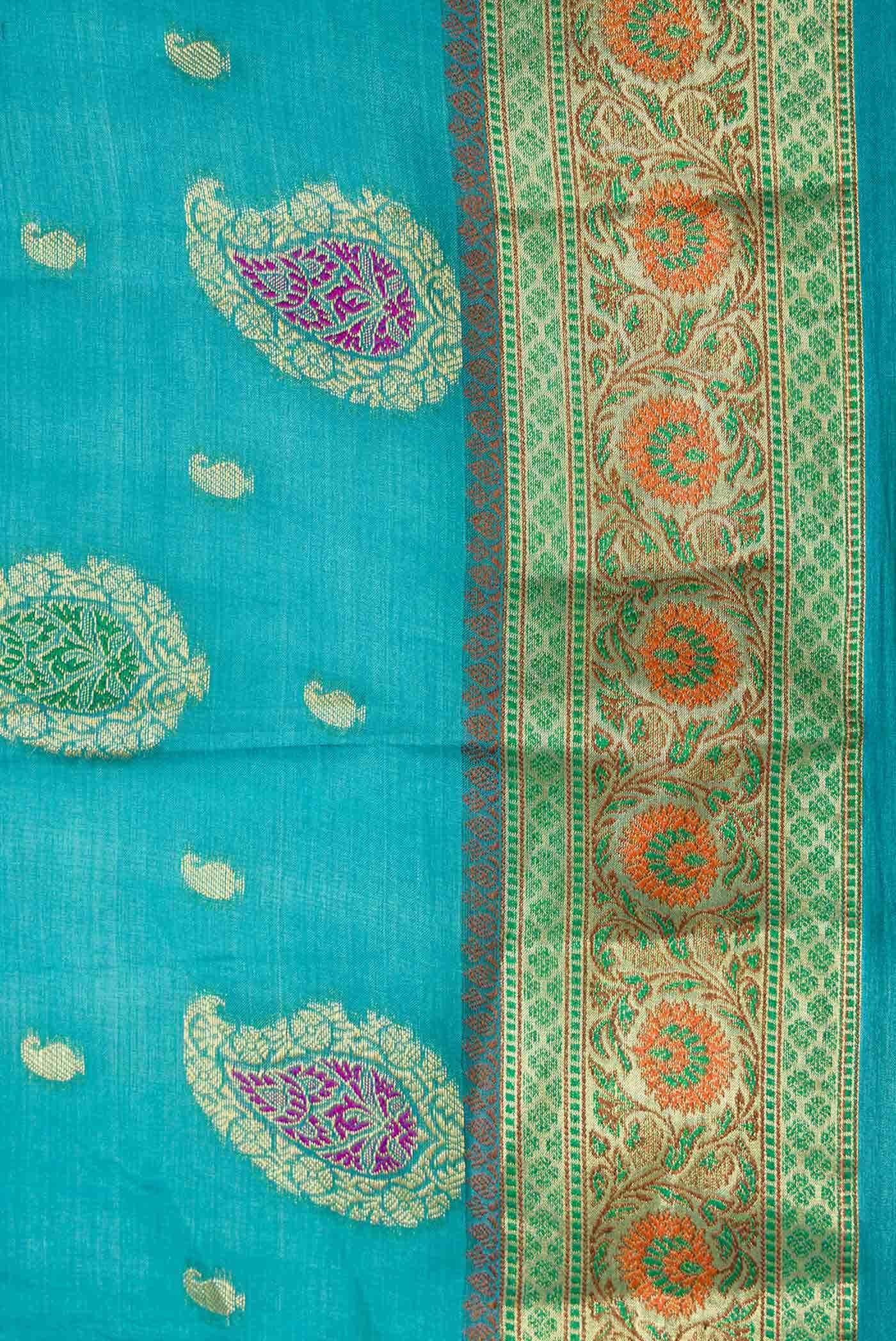 Blue Dual Tone Tussar Silk Saree