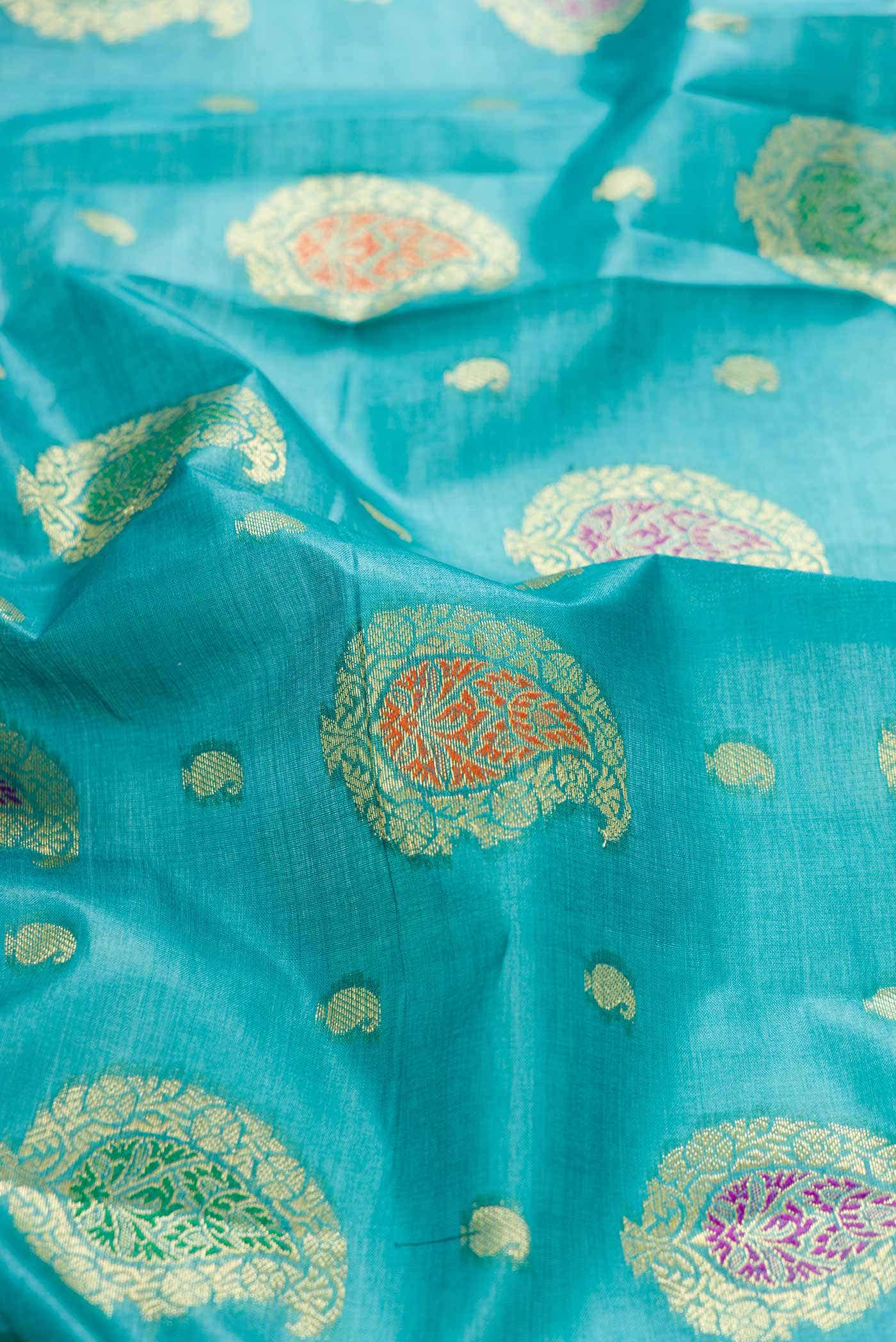Blue Dual Tone Tussar Silk Saree