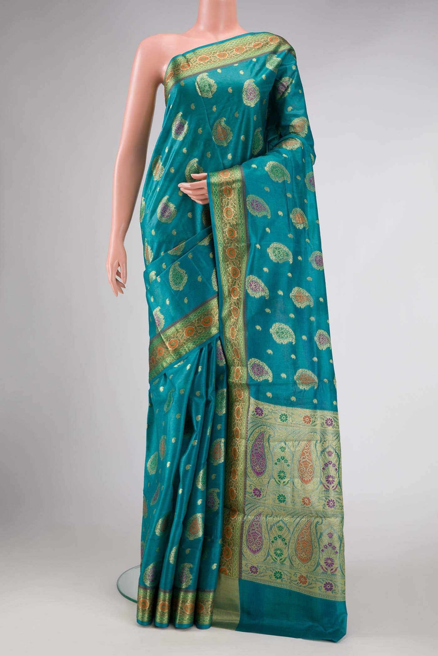 Blue Dual Tone Tussar Silk Saree