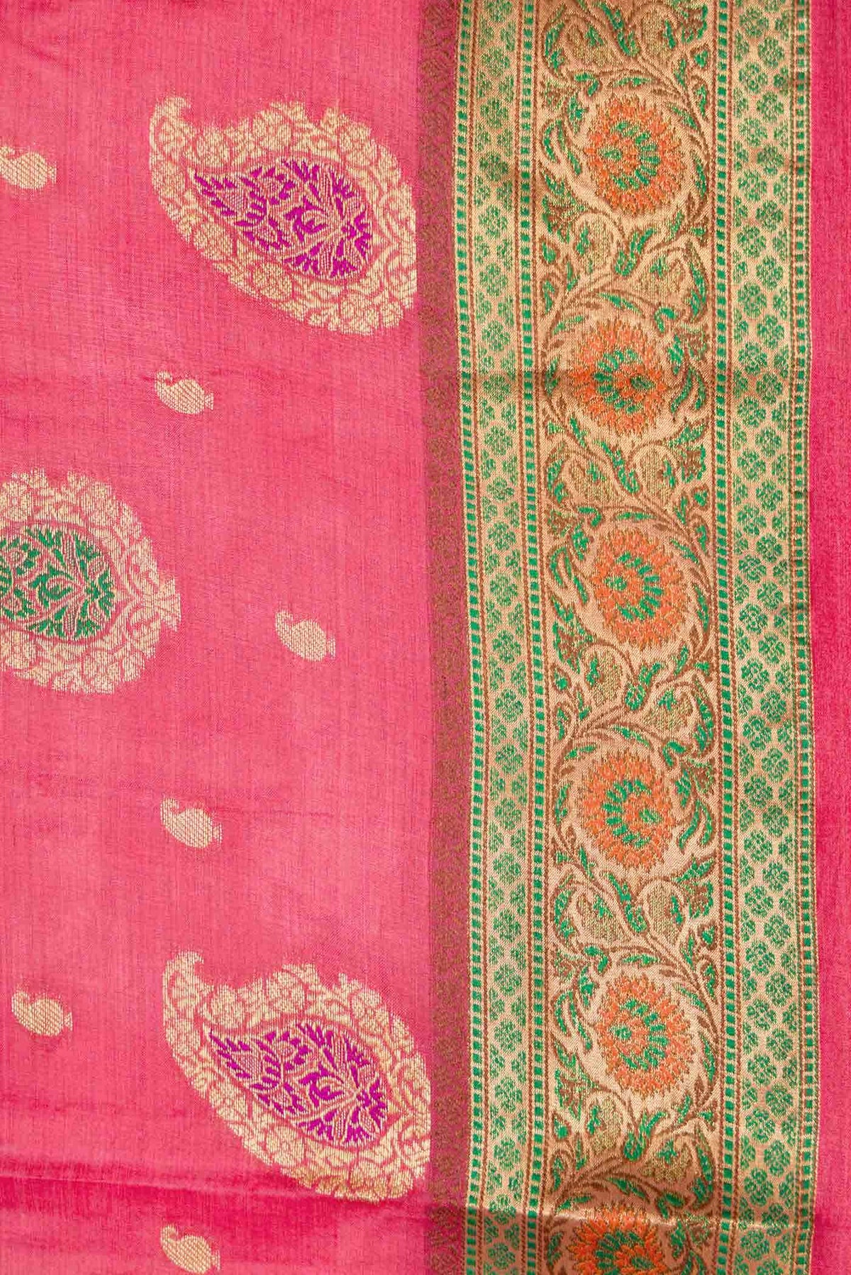 Pink Dual Tone Tussar Silk Saree