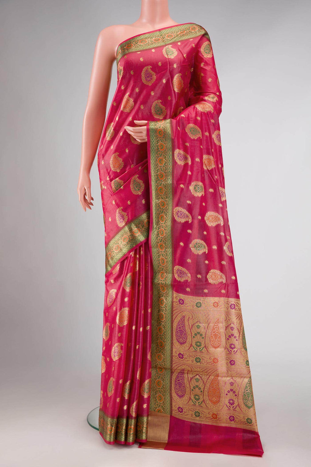 Pink Dual Tone Tussar Silk Saree