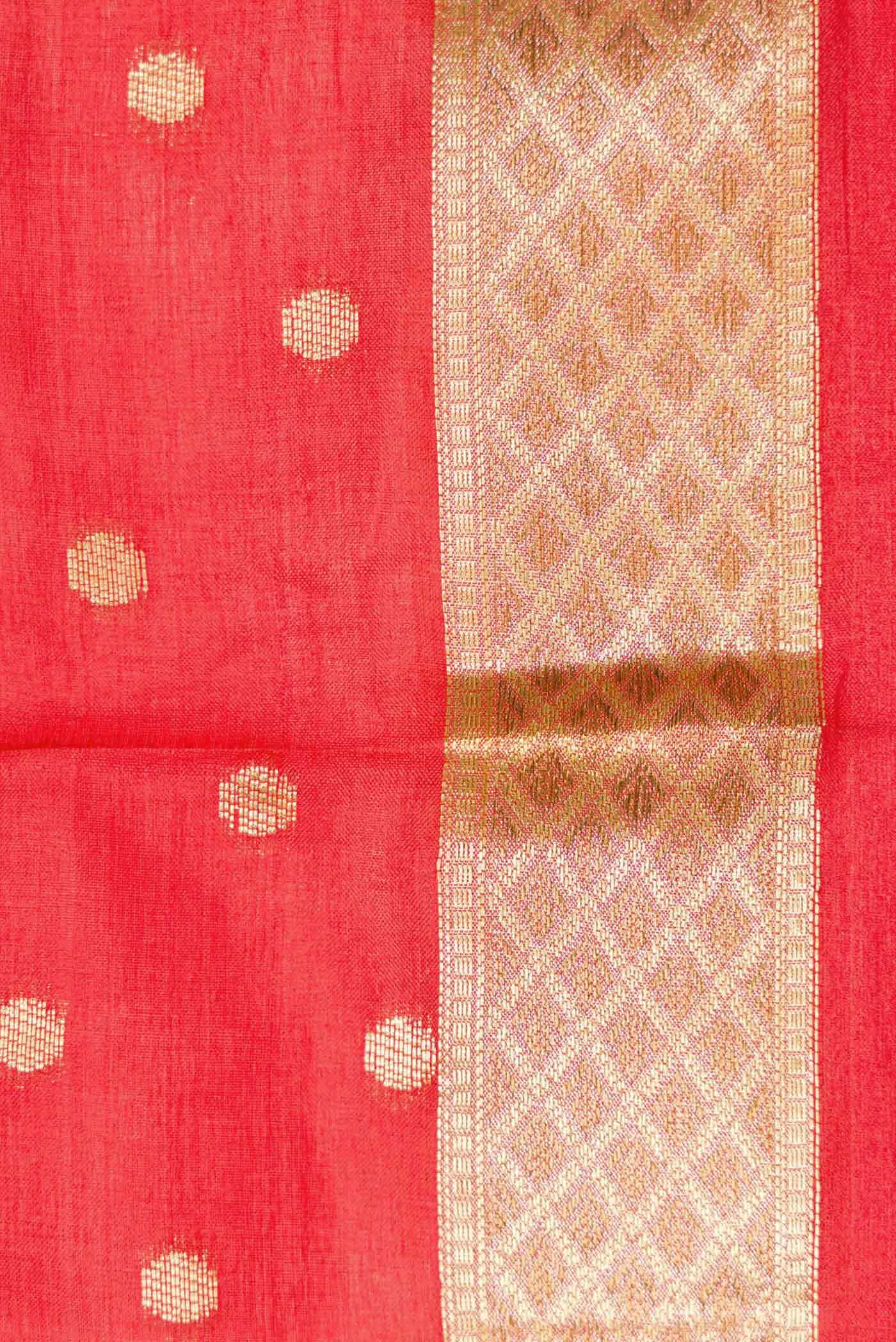 Dark Pink Blended Tussar Silk Saree