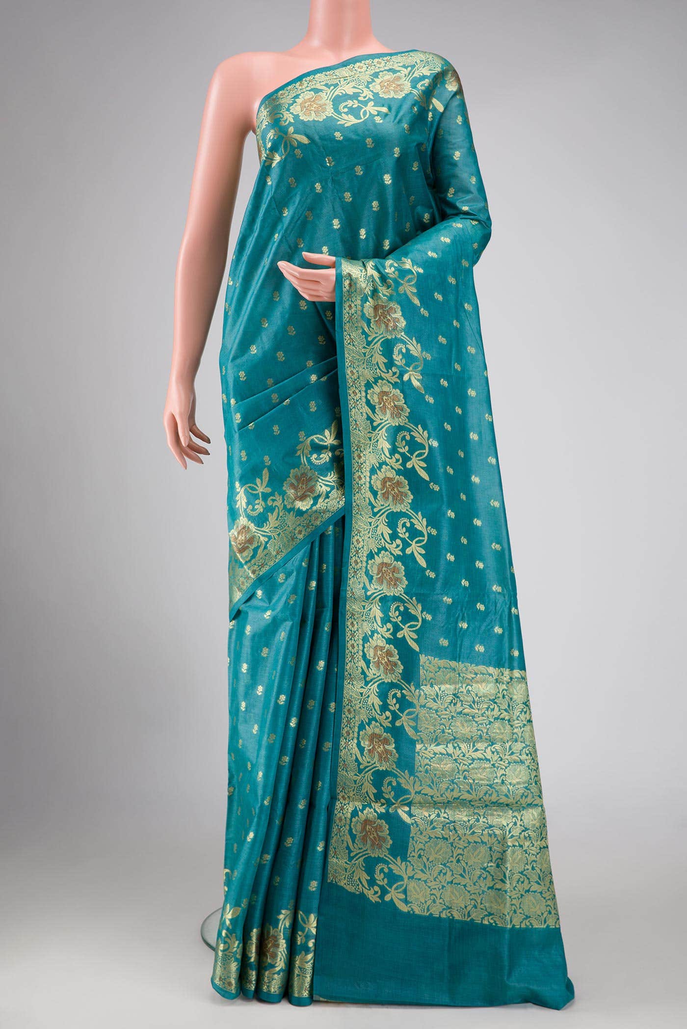 Davys Grey Tussar Silk Saree