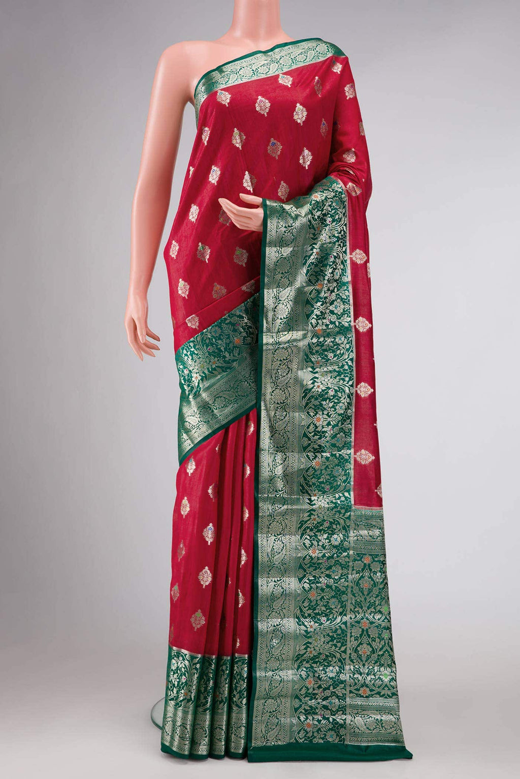 Red Tussar Silk Saree