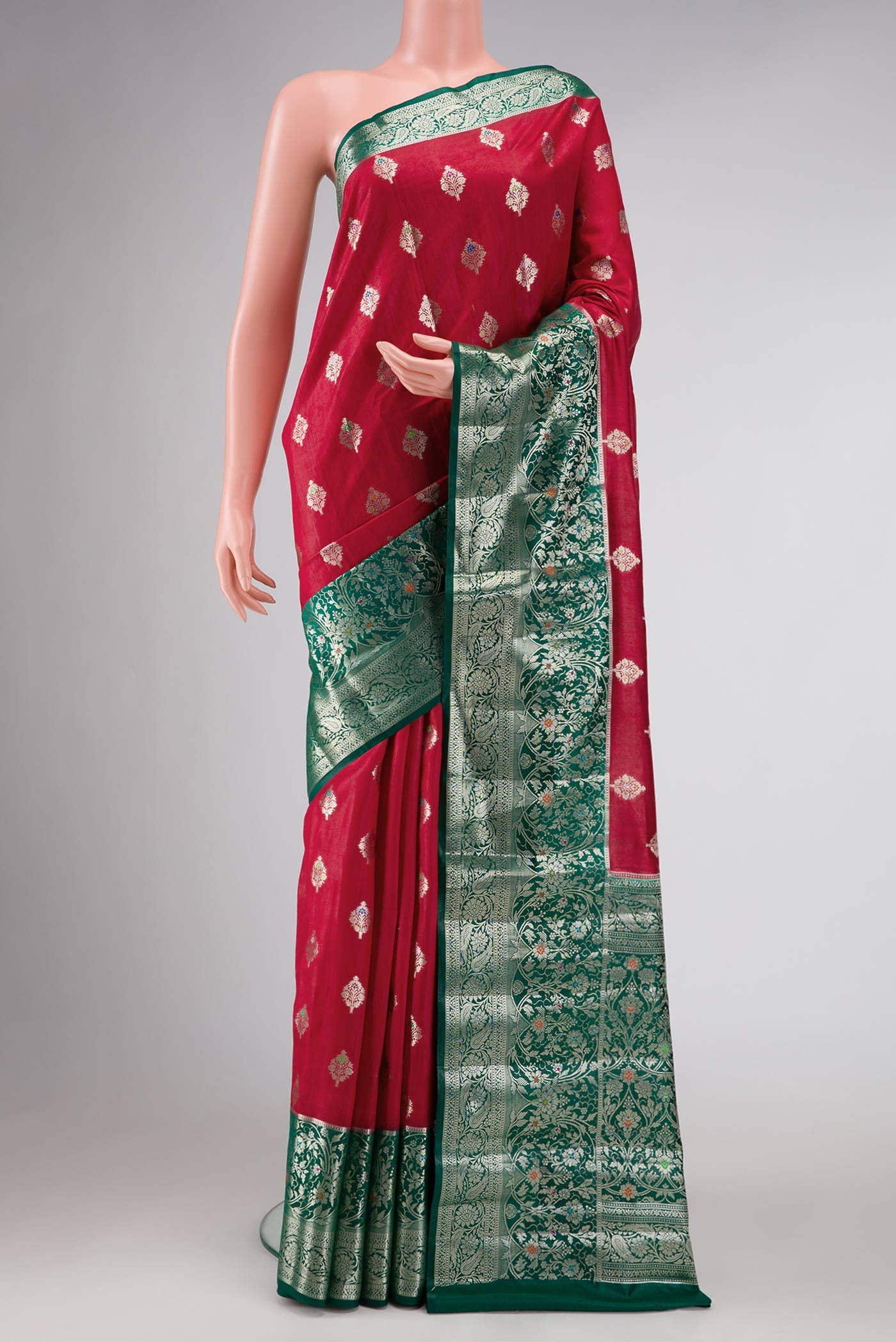 Red Tussar Silk Saree