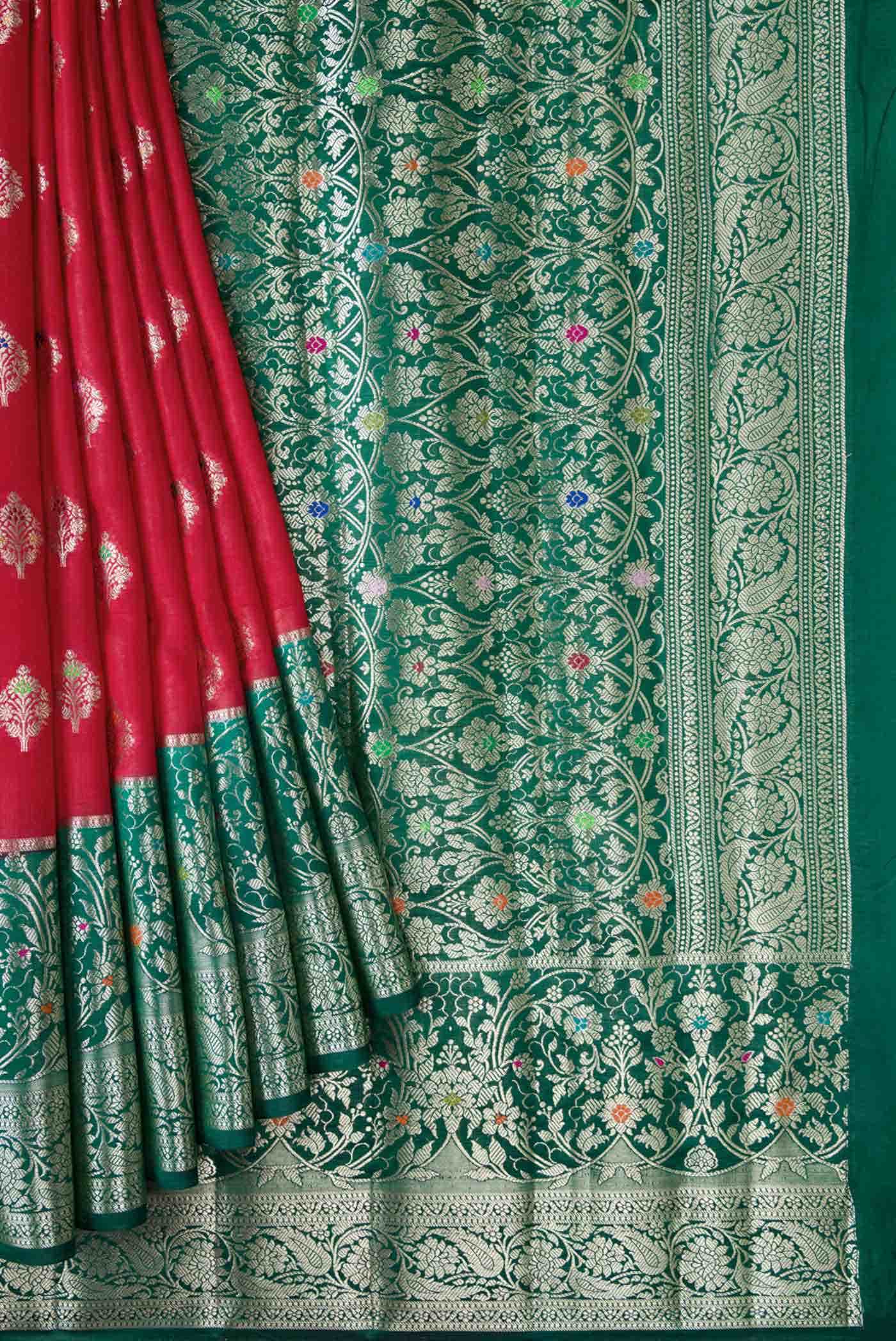 Red Tussar Silk Saree