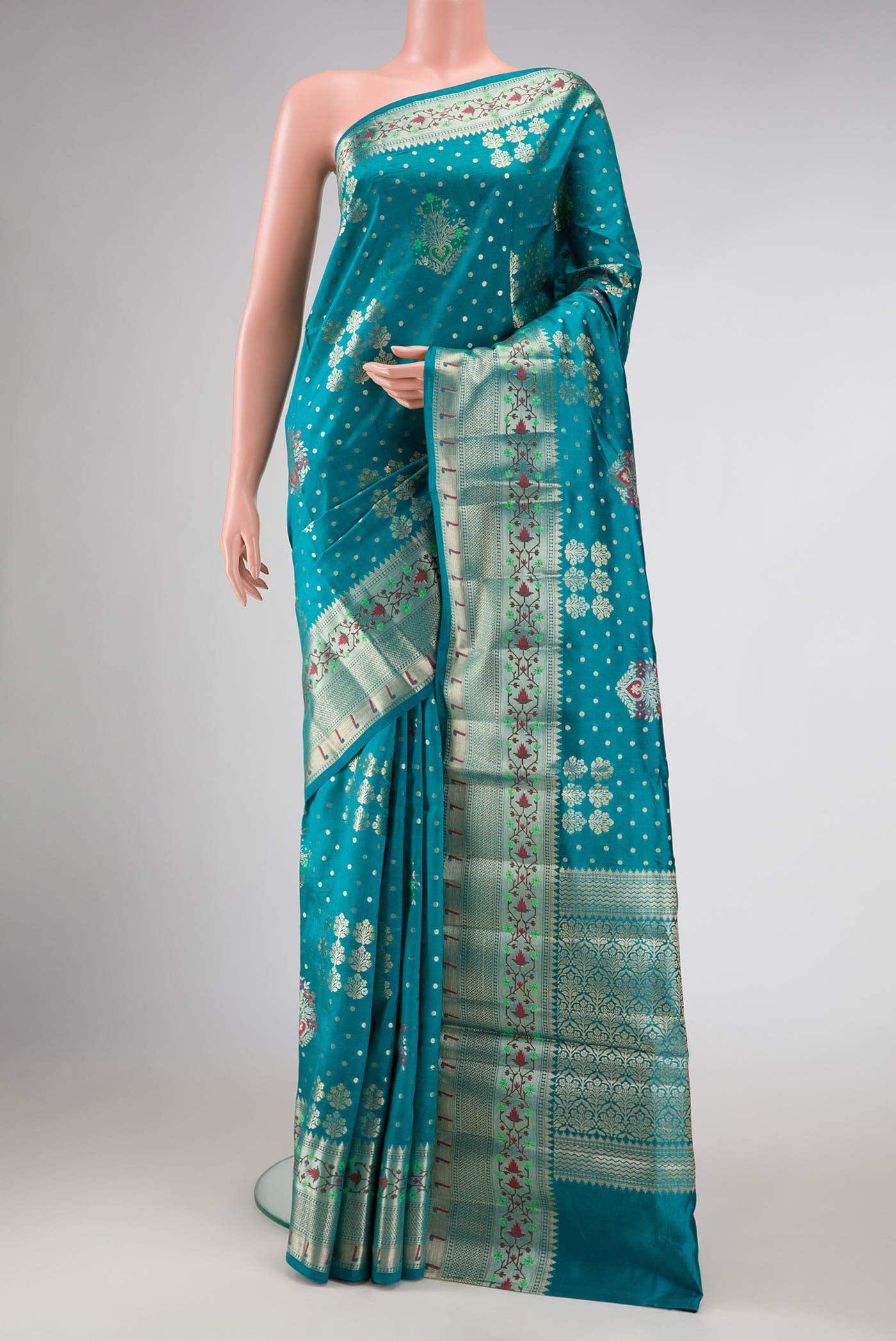 Blue Dual Tone Tussar Silk Saree