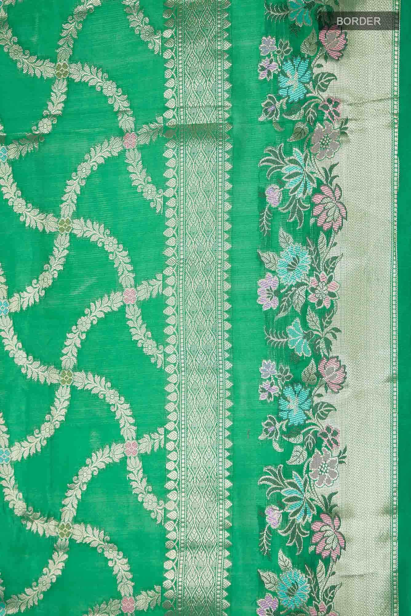 Green Blended Banarasi Raw Silk Saree