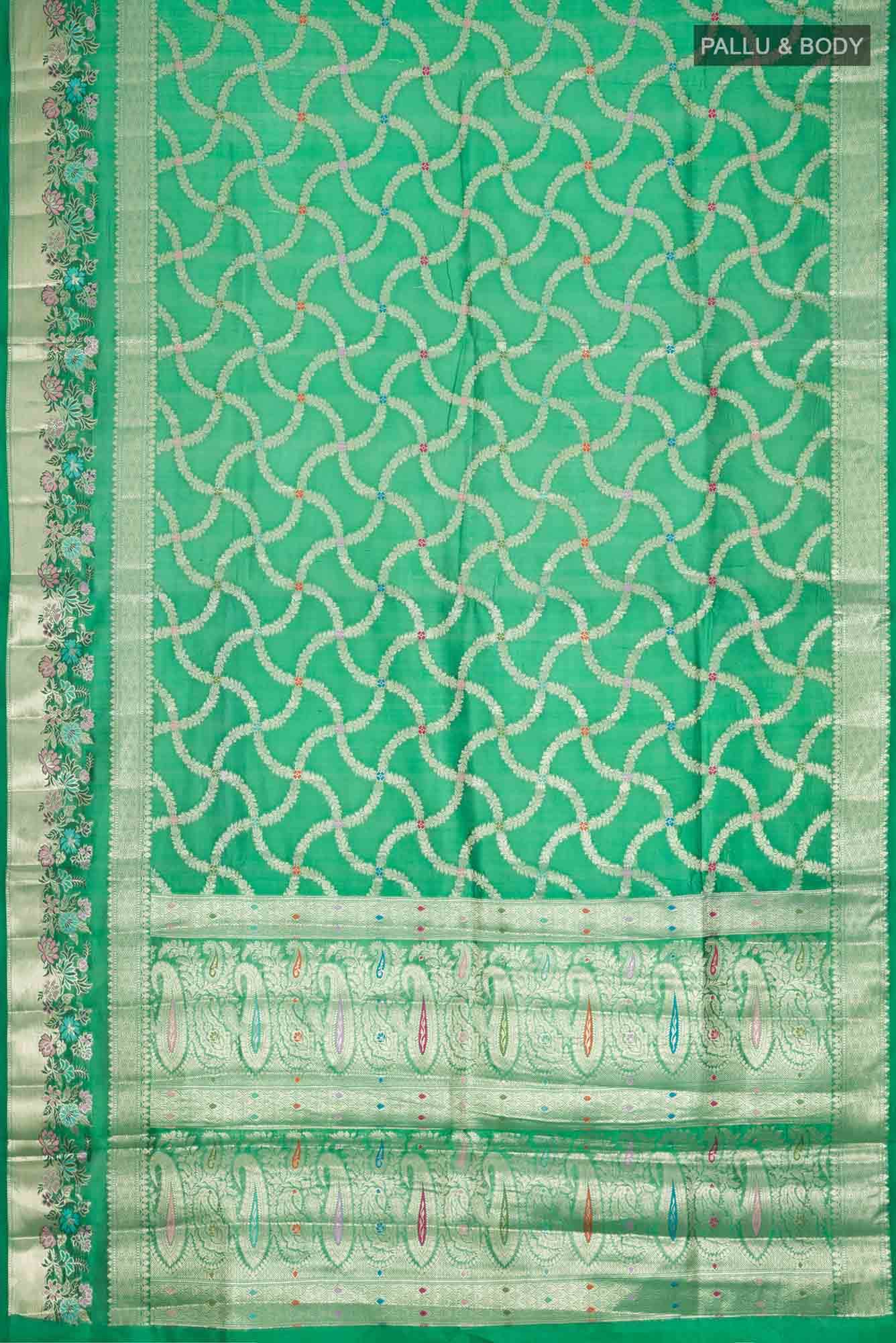 Green Blended Banarasi Raw Silk Saree