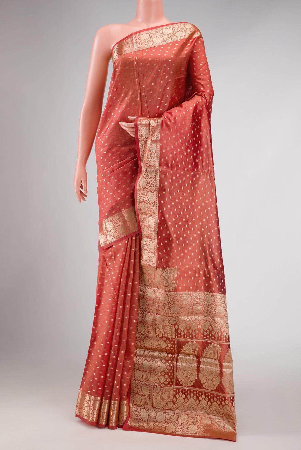 Orange Dual Tone Tussar Silk Saree