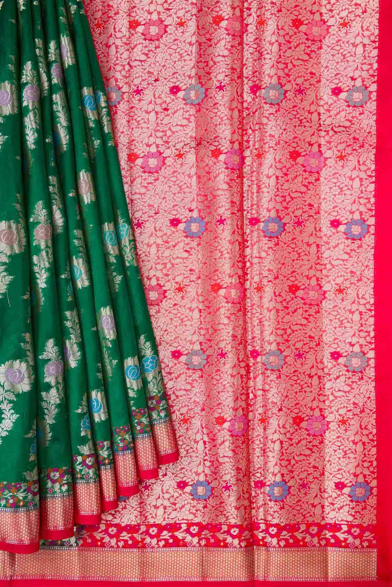 Green Dual Tone Tussar Silk Saree