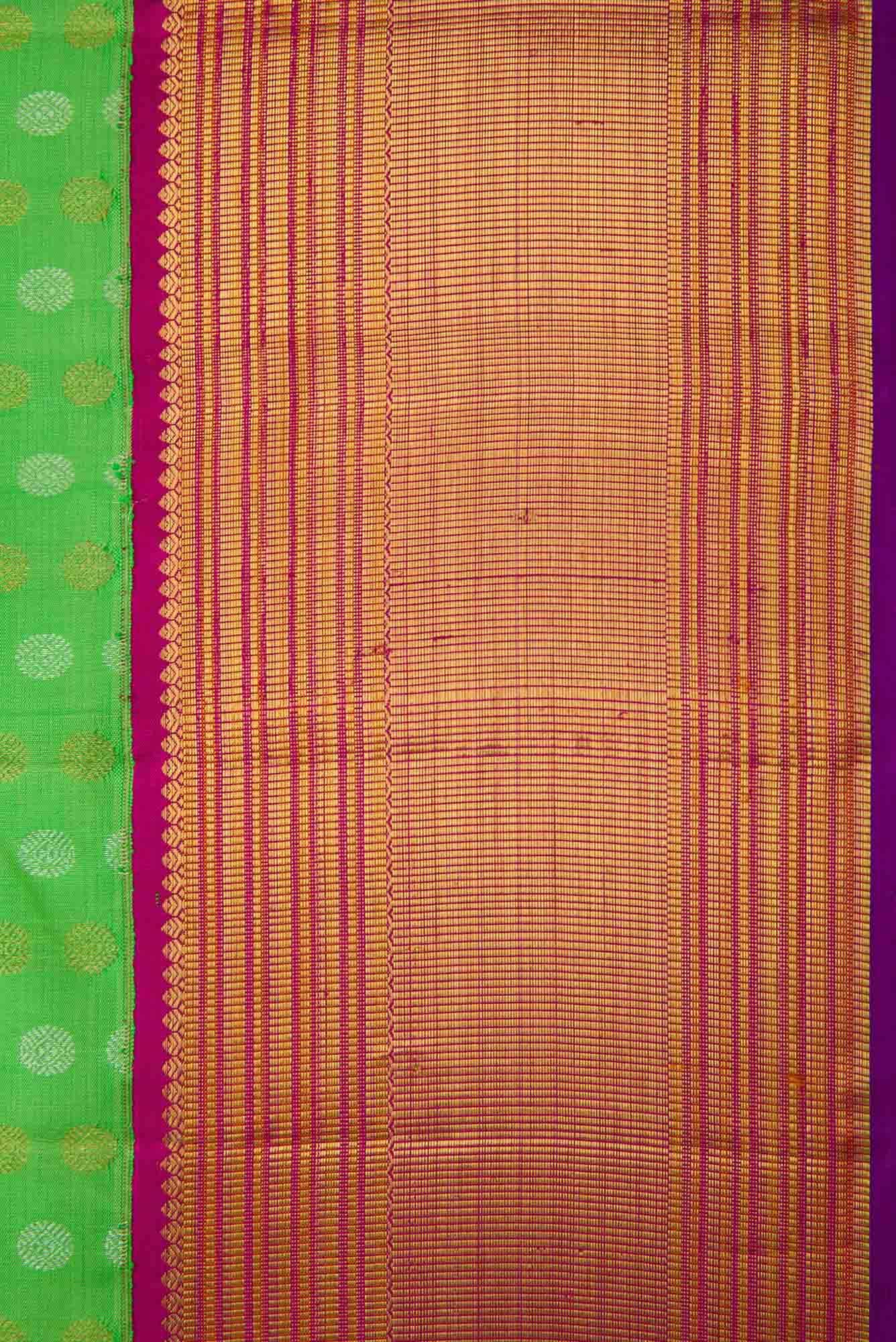 Pure Silk Pure Zari Parrot Green Dual Tone Kanchipuram Saree