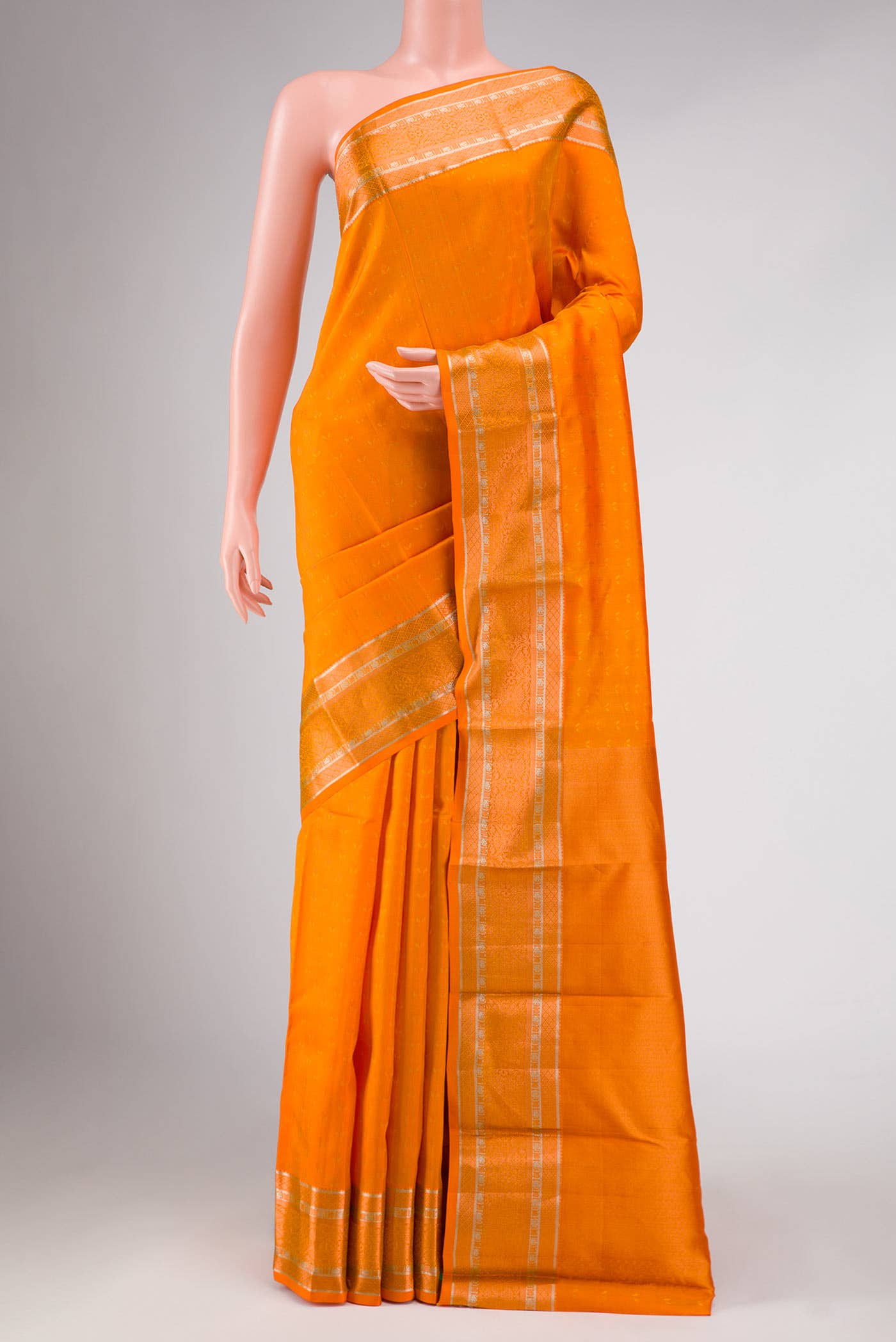 Orange Dual Tone Kanchipuram Silk Saree