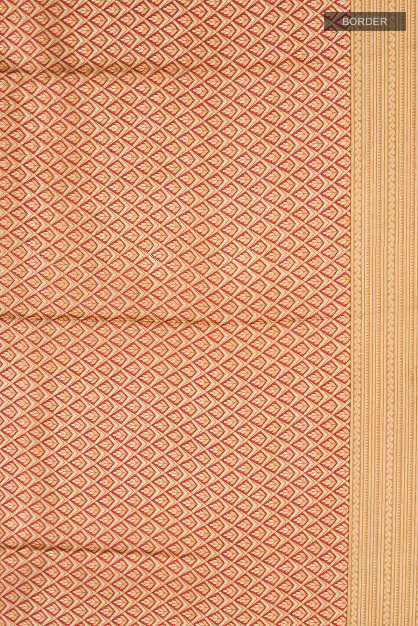 Beige Printed Silk Saree