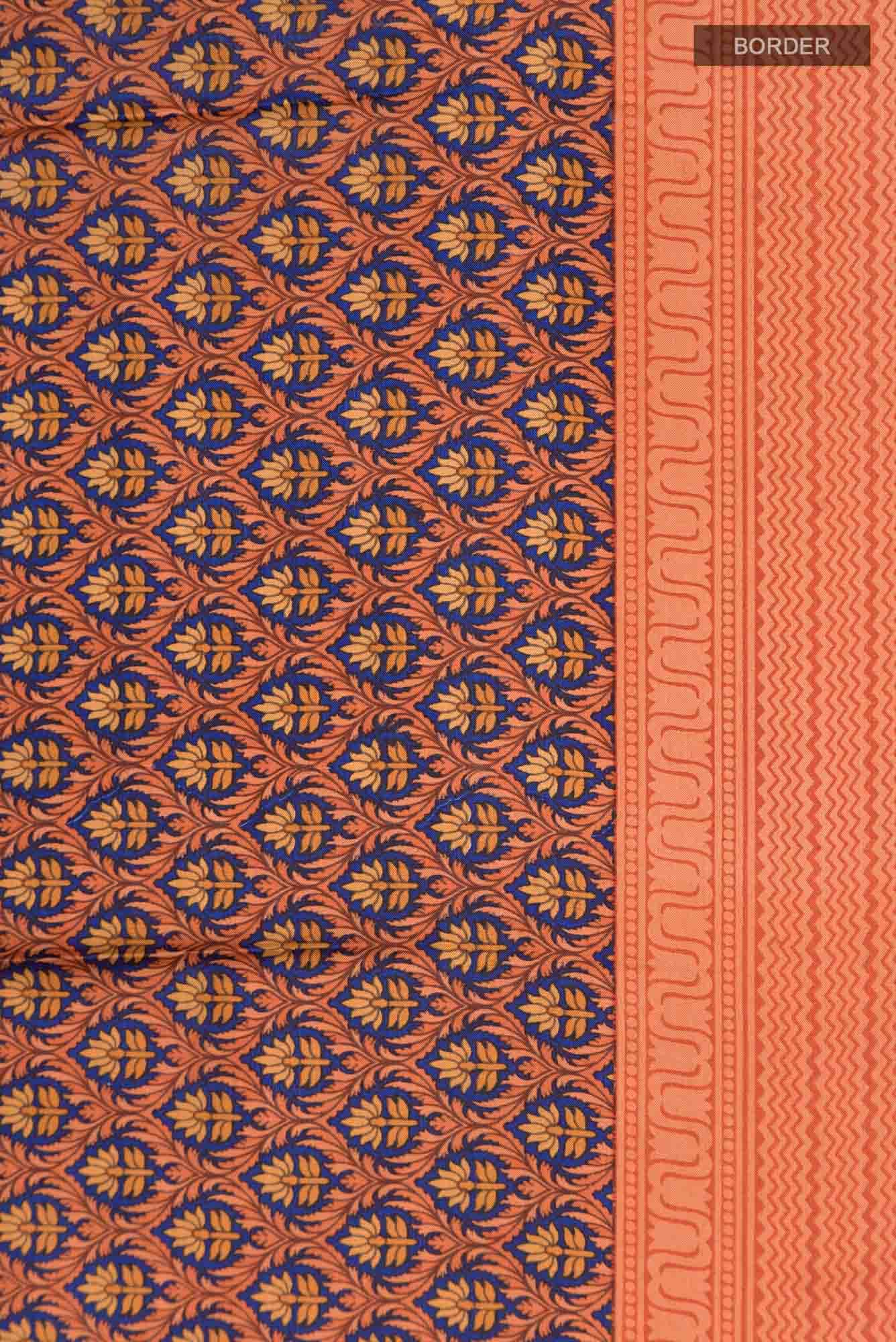 Orange Printed Silk Saree