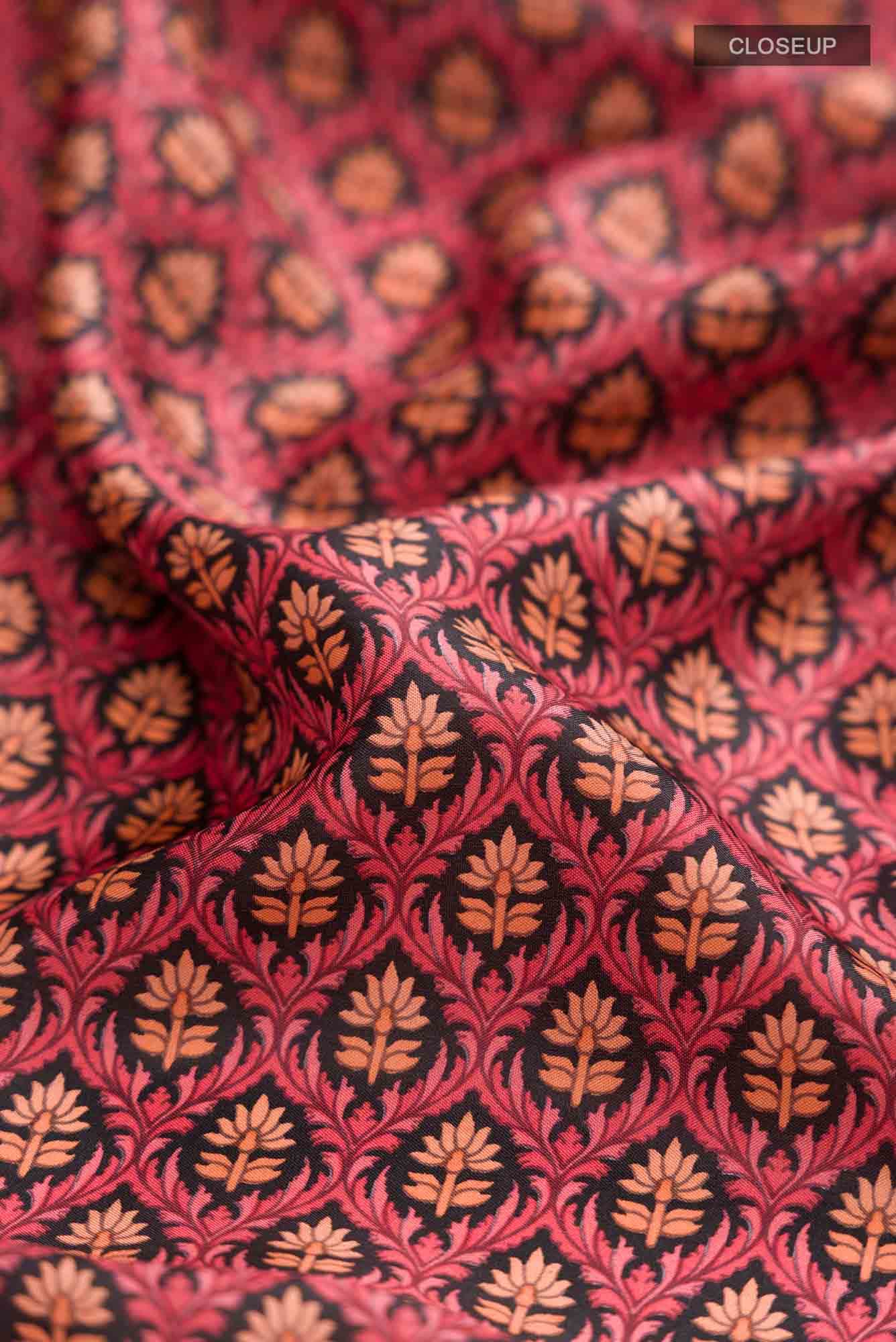 Red Printed Silk Saree