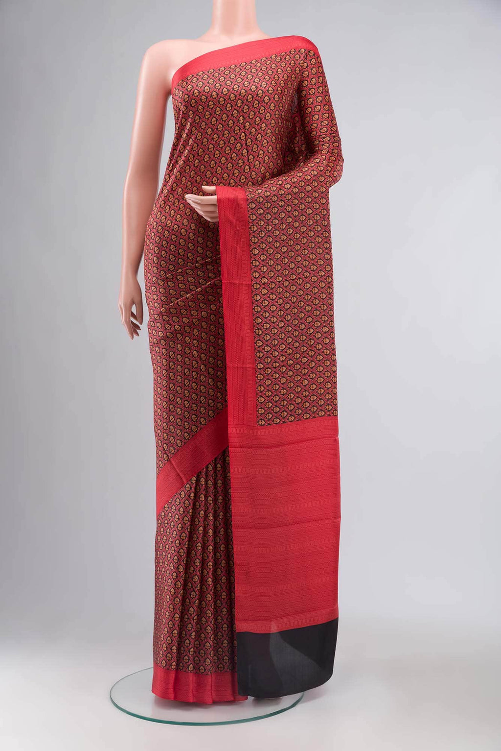 Red Printed Silk Saree