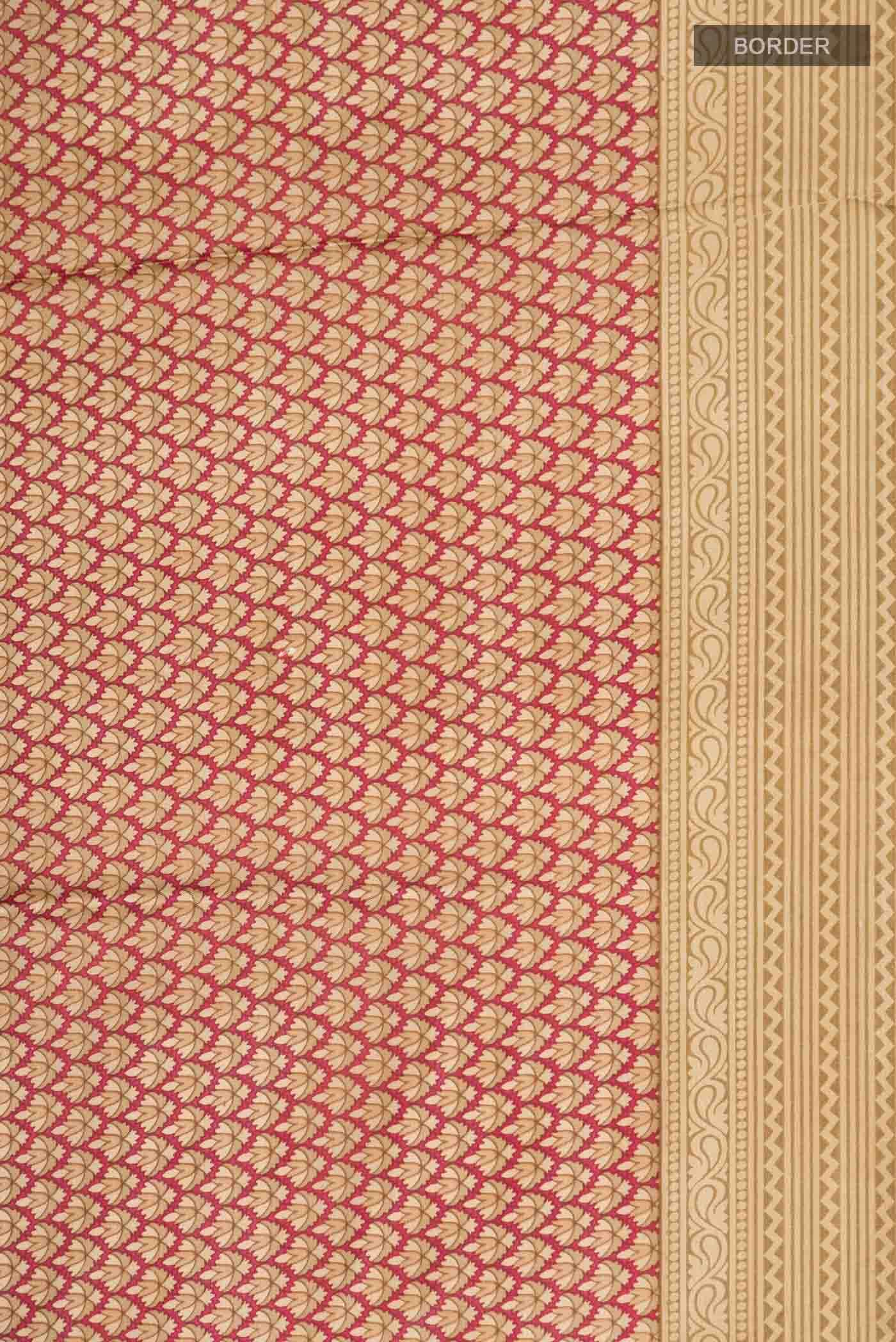 Beige Printed Silk Saree