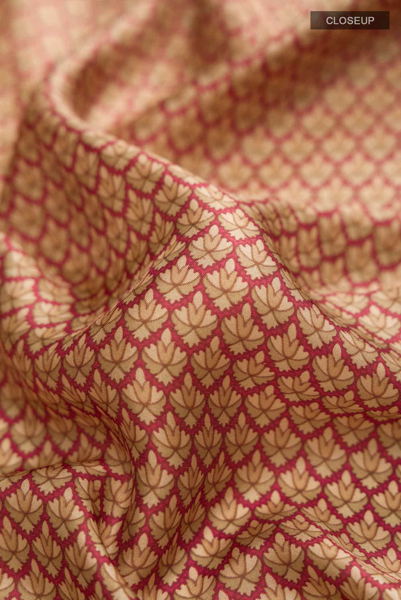 Beige Printed Silk Saree
