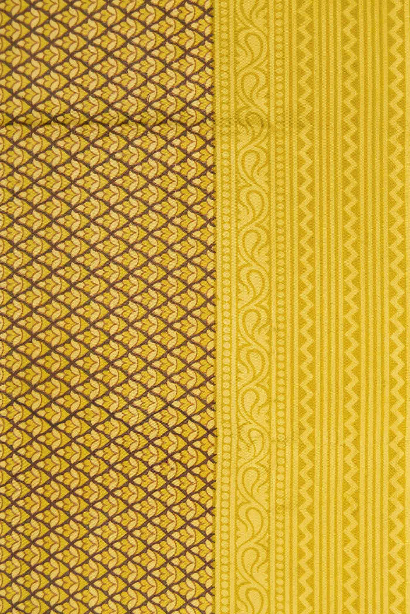 Mustard Printed Silk Saree