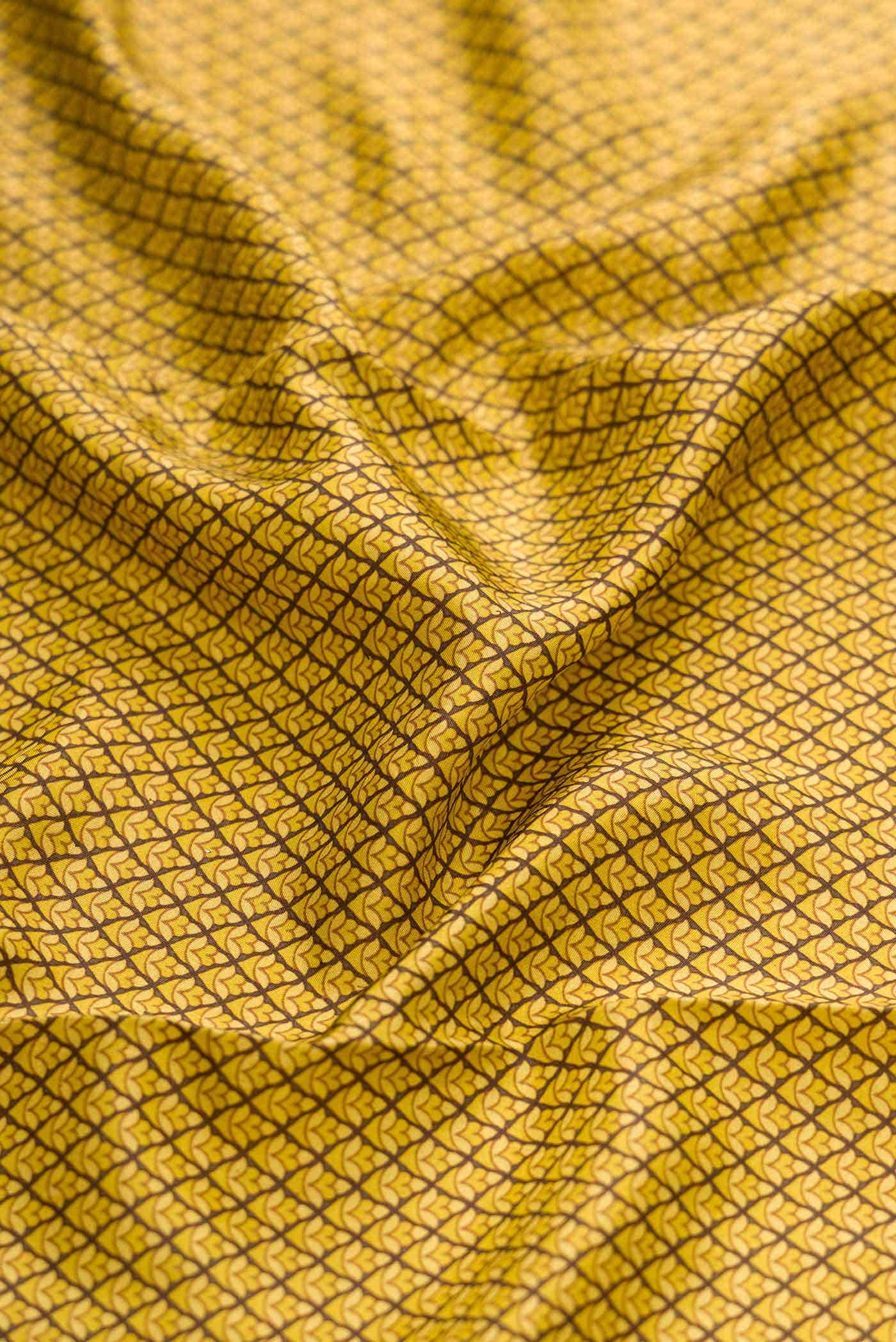 Mustard Printed Silk Saree