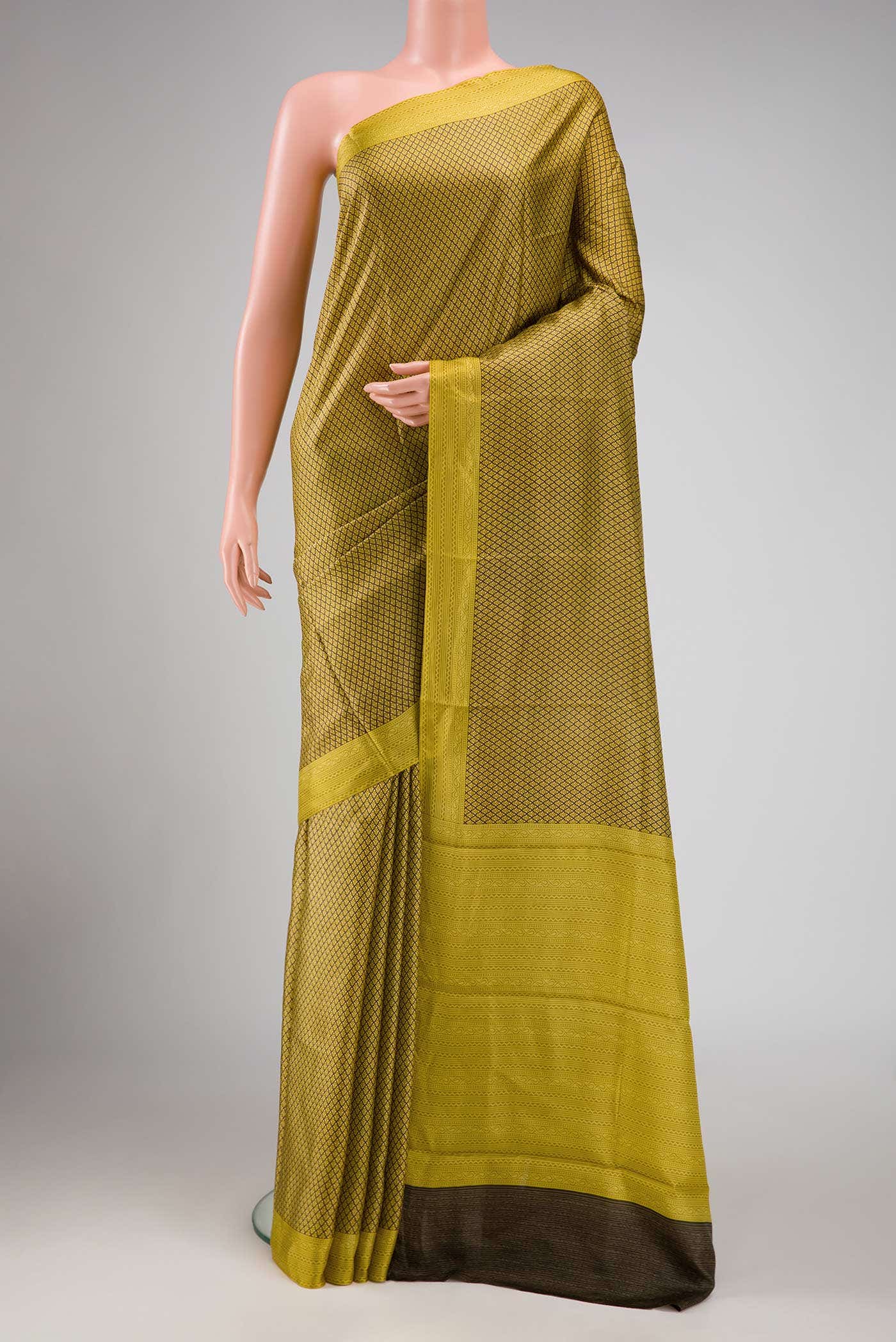 Mustard Printed Silk Saree