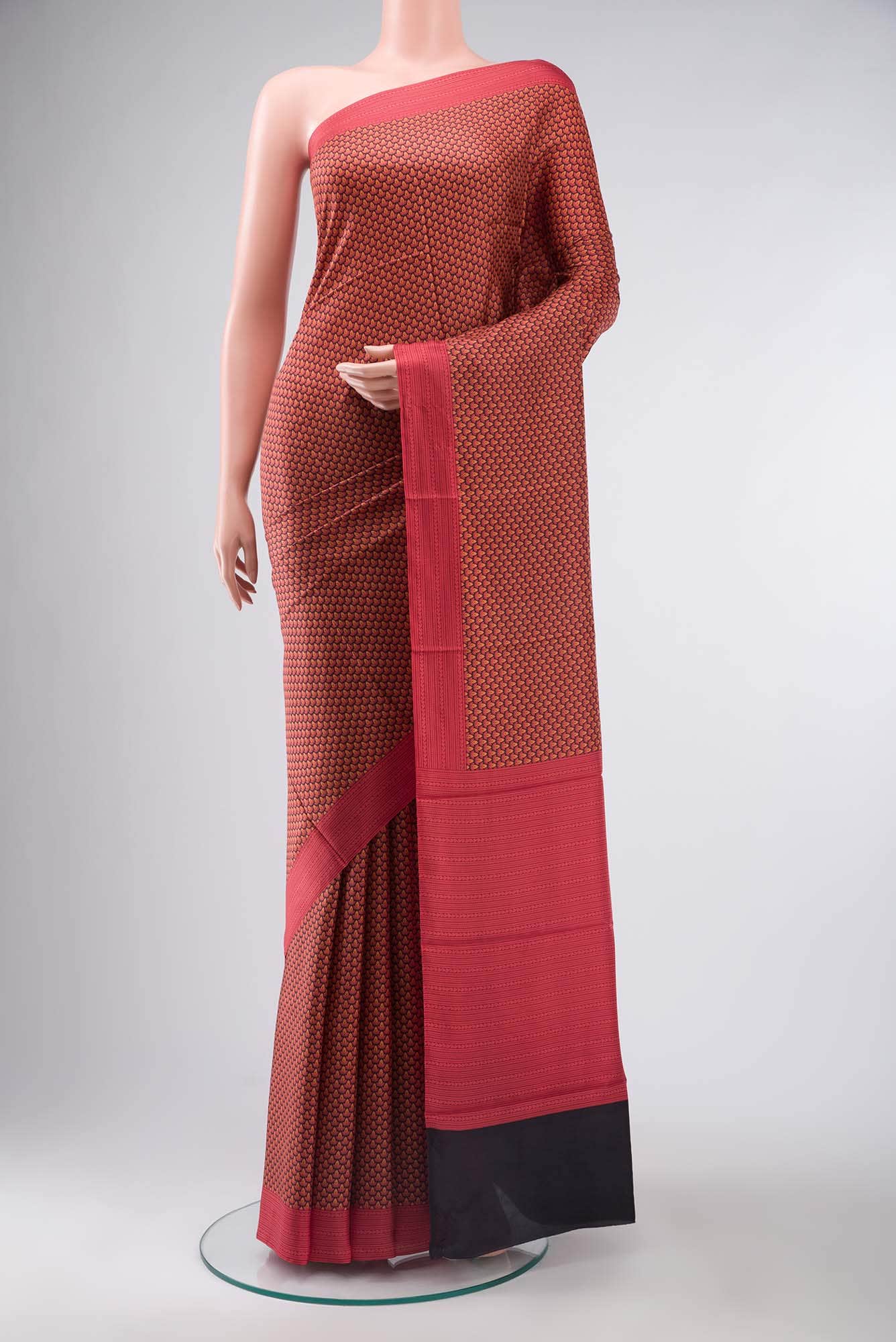 Red Printed Silk Saree