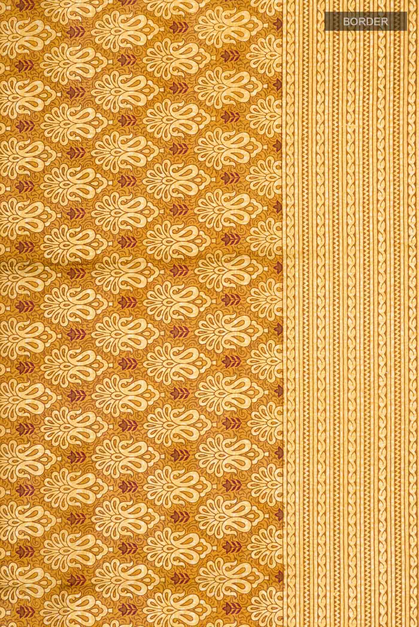 Mustard Printed Silk Saree