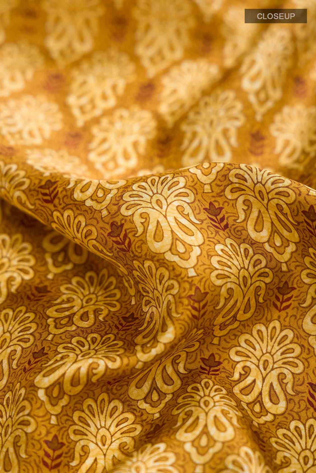 Mustard Printed Silk Saree