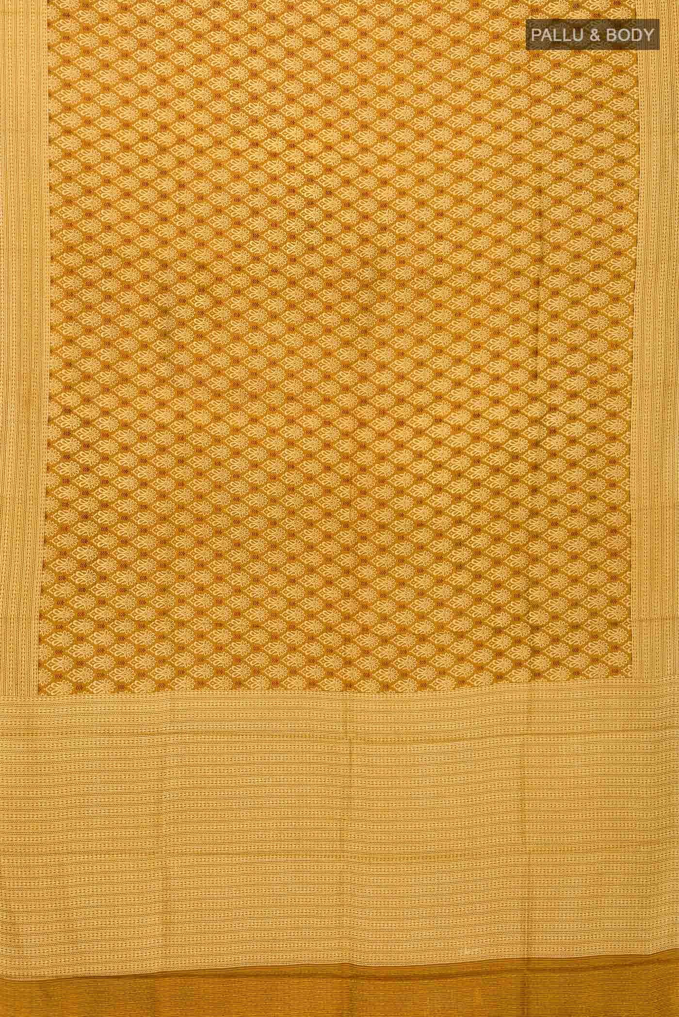 Mustard Printed Silk Saree