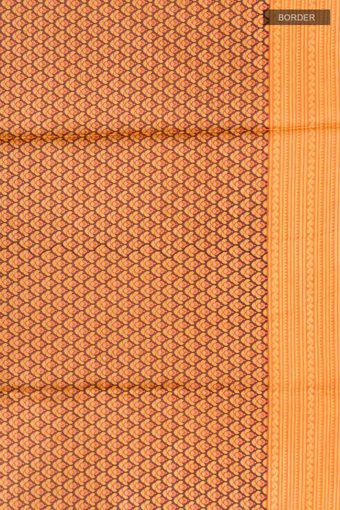 Orange Printed Silk Saree