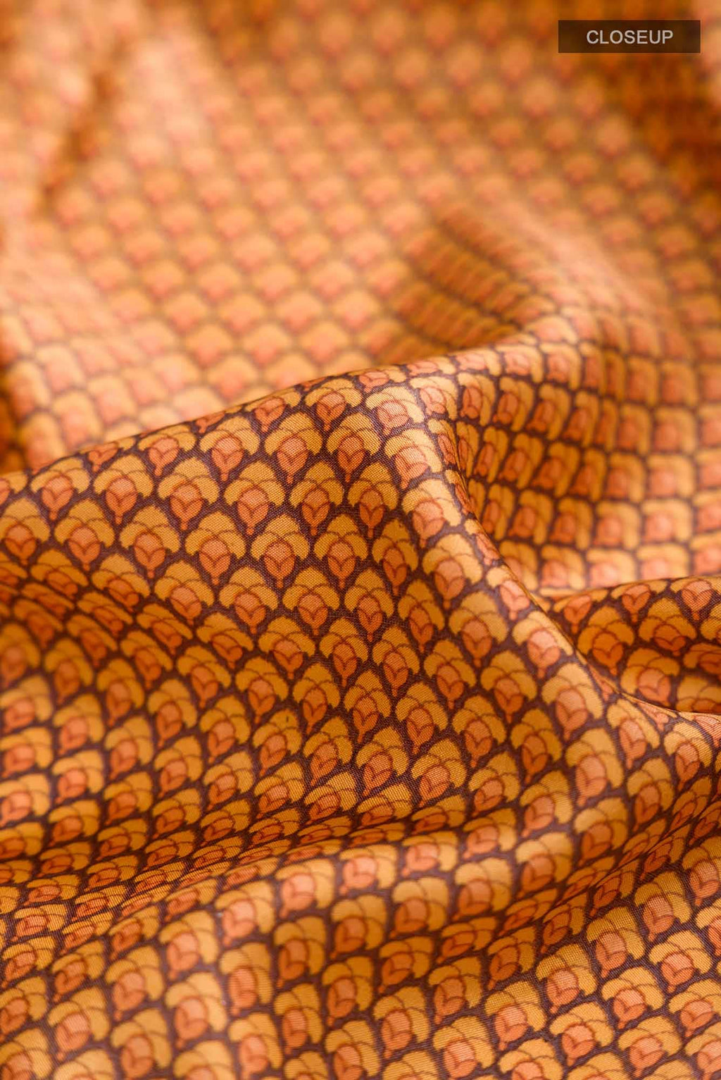 Orange Printed Silk Saree