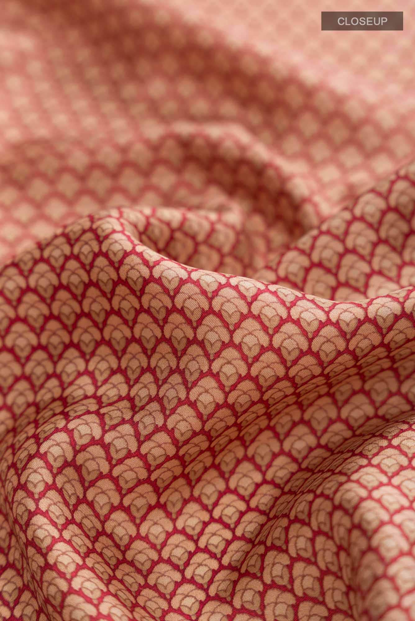 Brown Printed Silk Saree